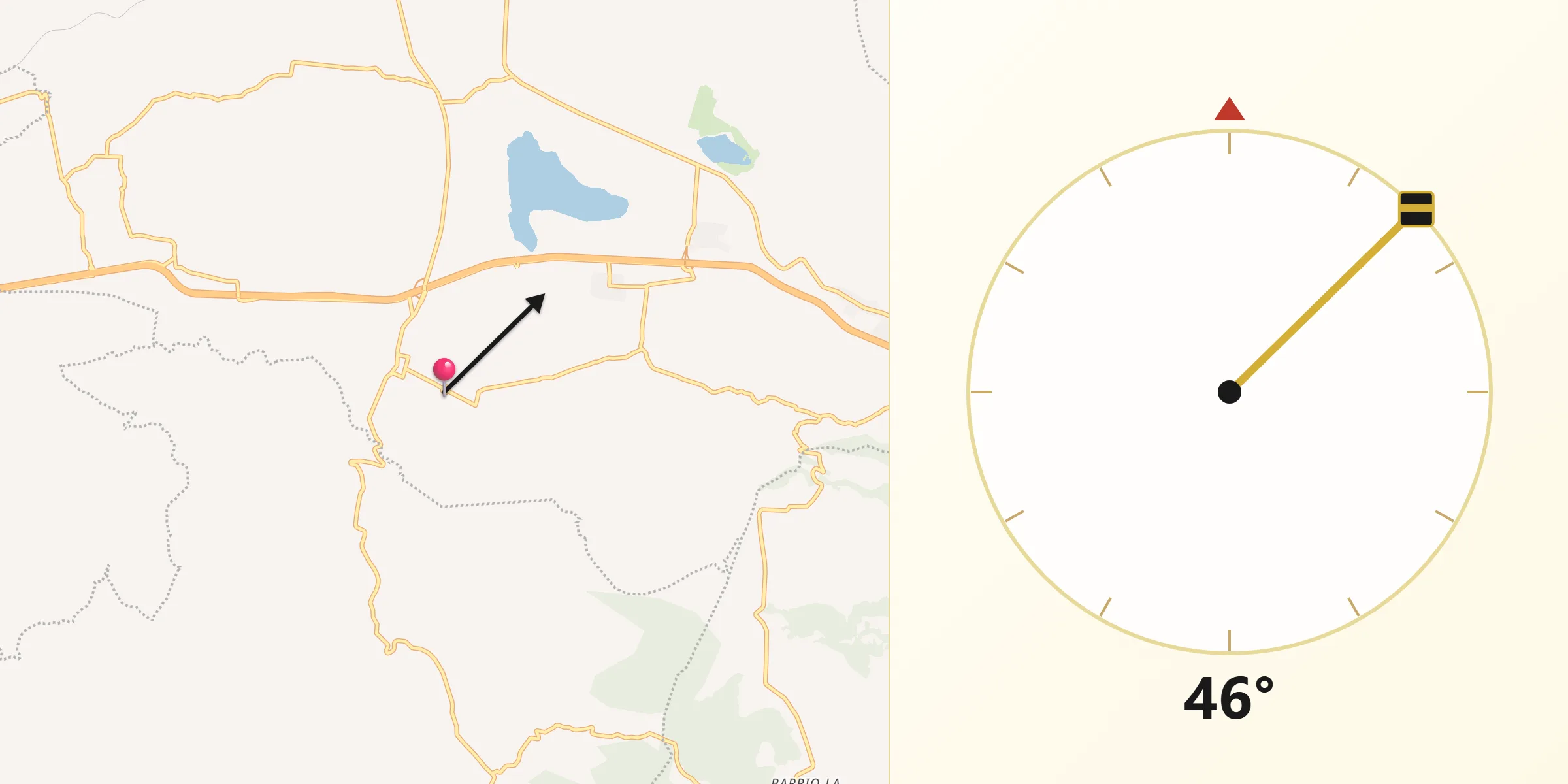 Dirección de la Qibla desde Venta de Bravo