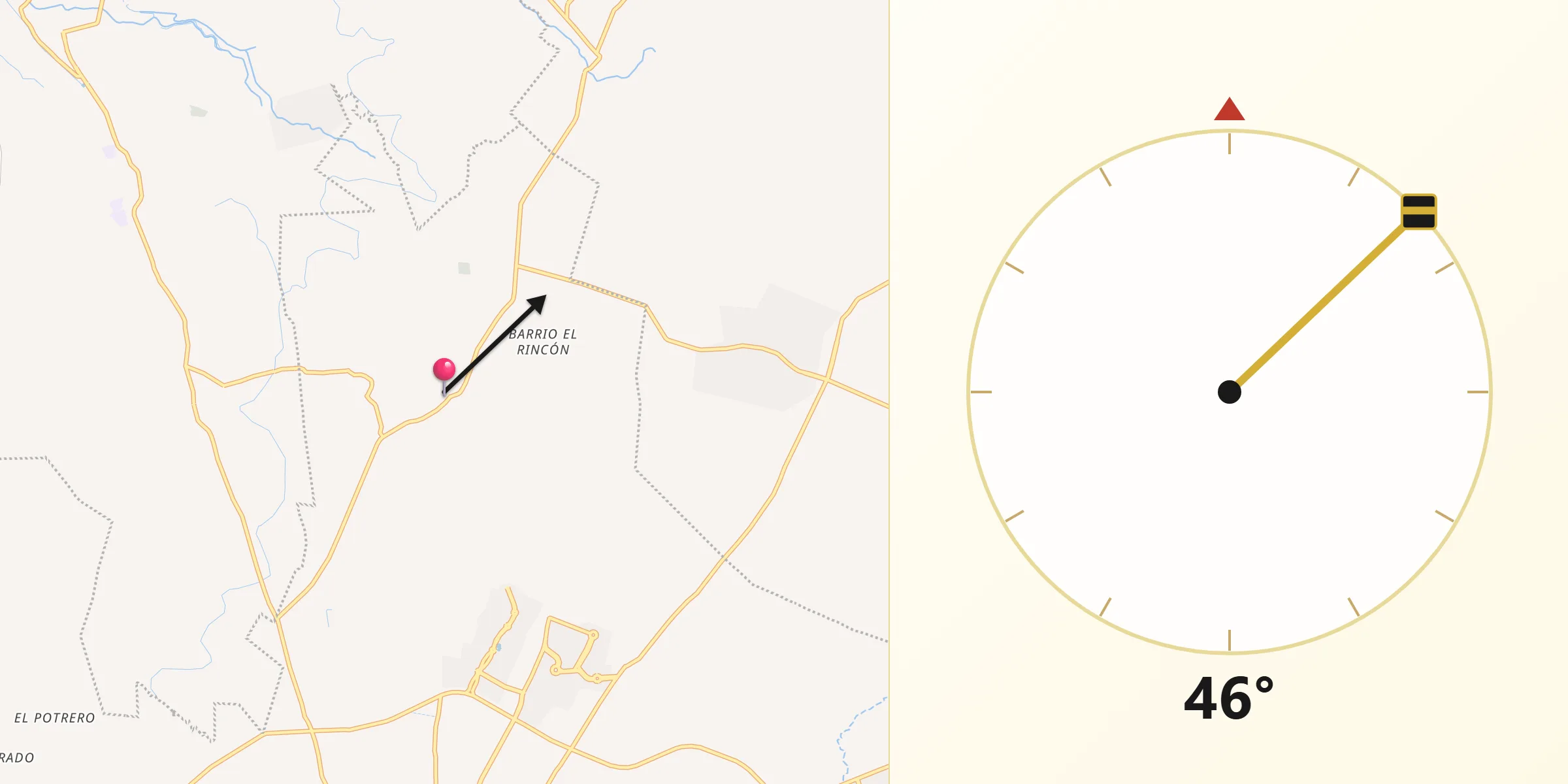 Dirección de la Qibla desde Santa María Cuevas