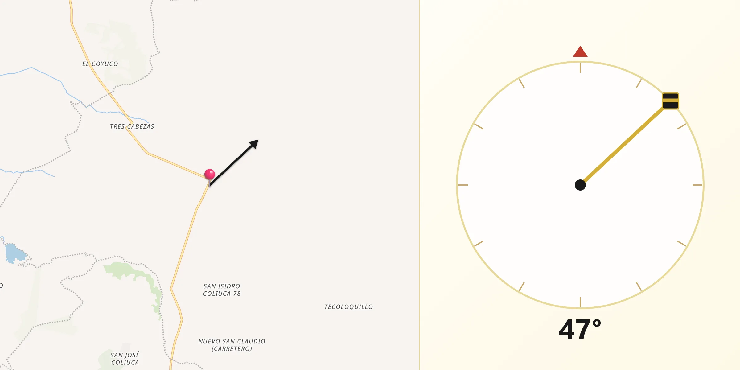 Dirección de la Qibla desde El Paredón