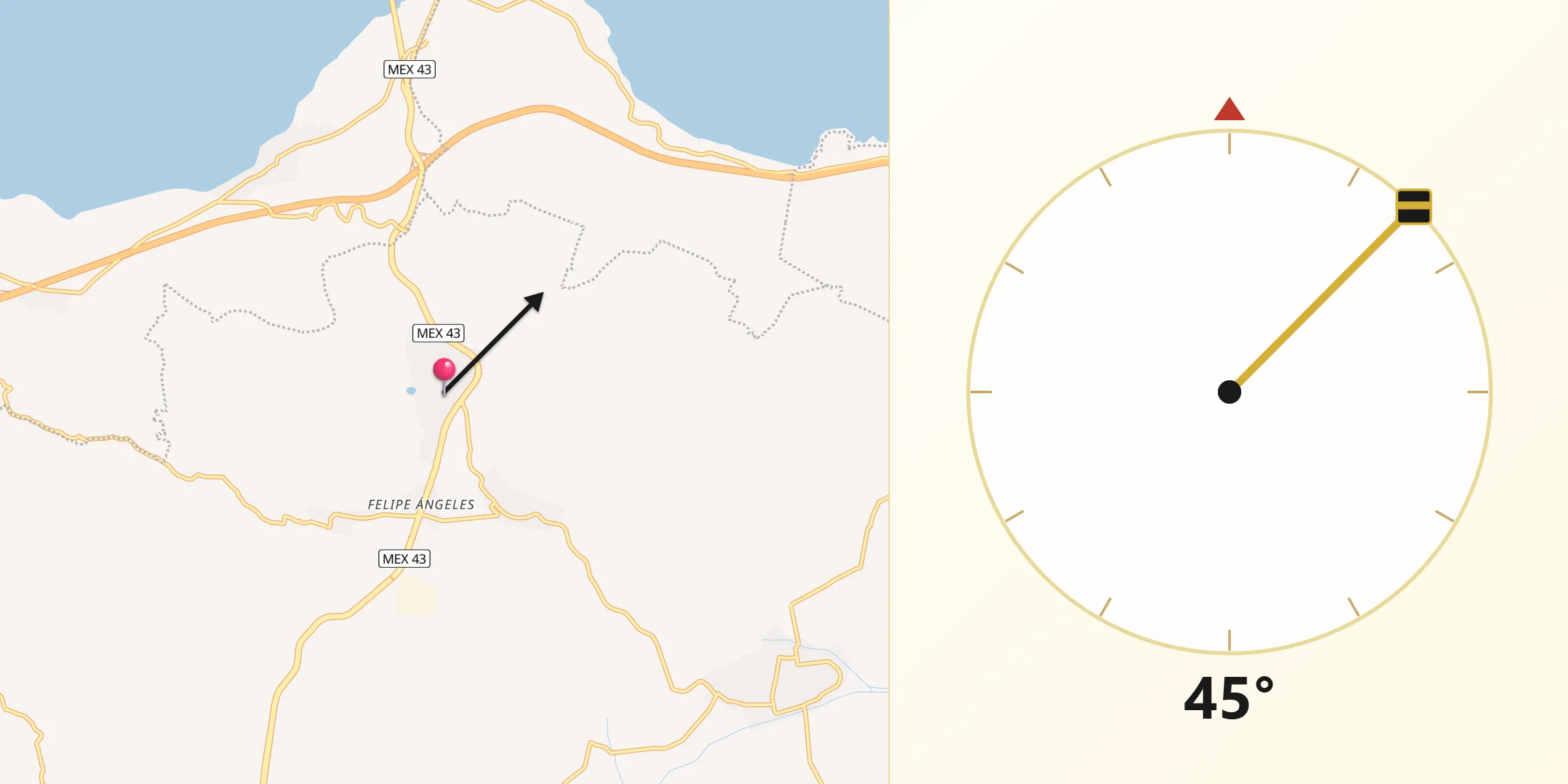 Dirección de la Qibla desde Cuto del Porvenir