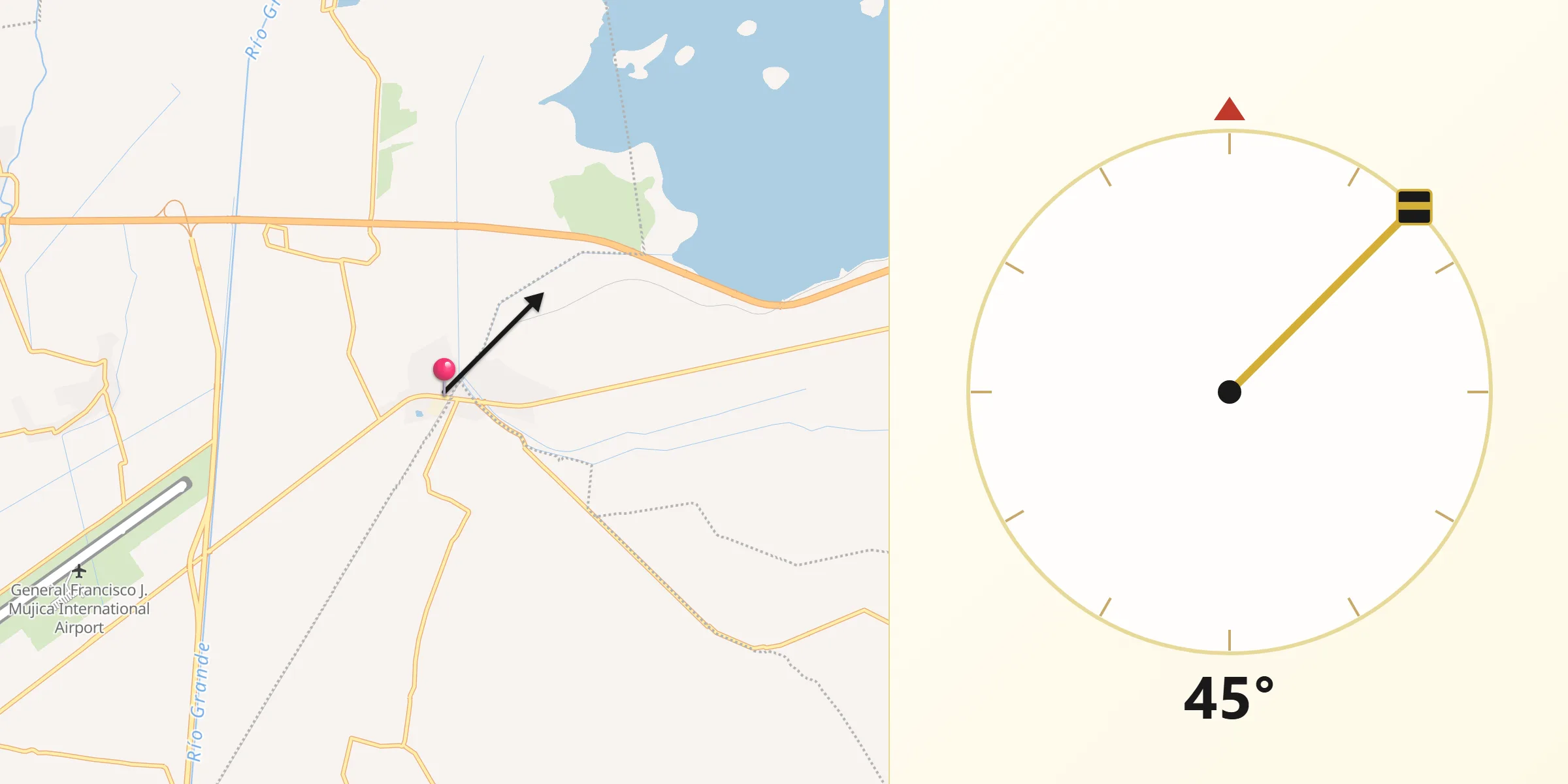 Dirección de la Qibla desde Tzintzimeo