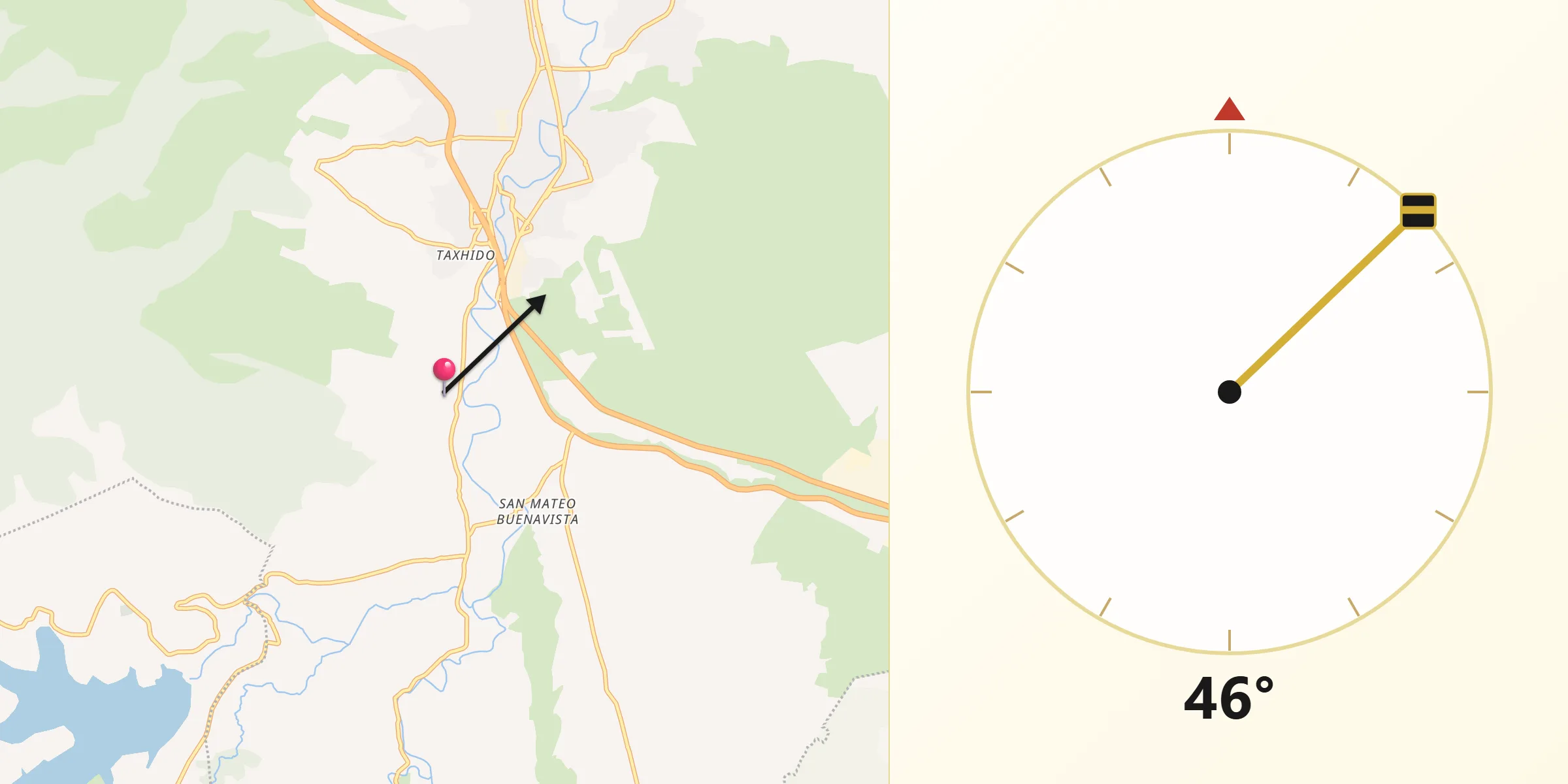 Dirección de la Qibla desde Santiago Tlapanaloya