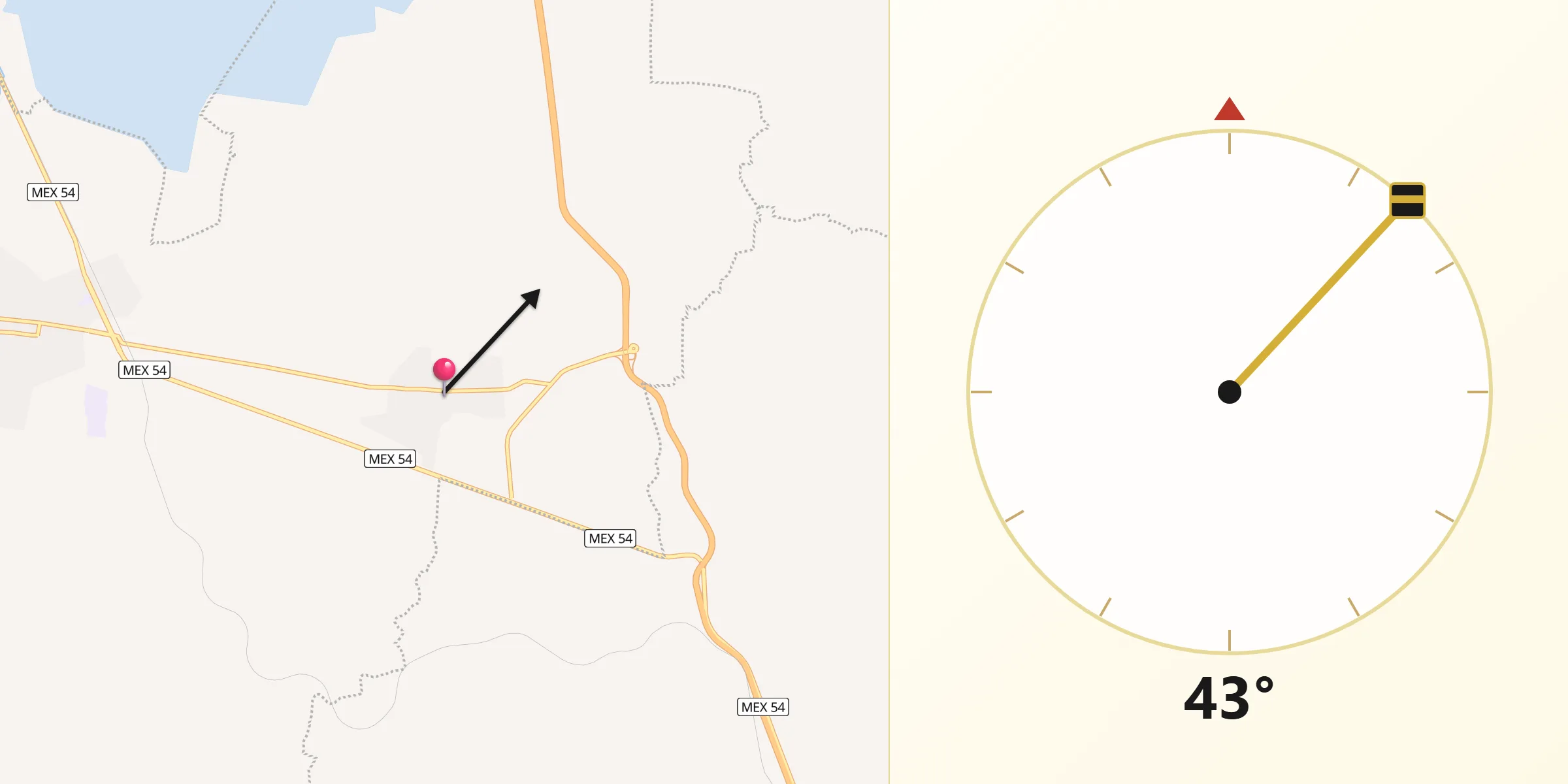 Dirección de la Qibla desde Usmajac