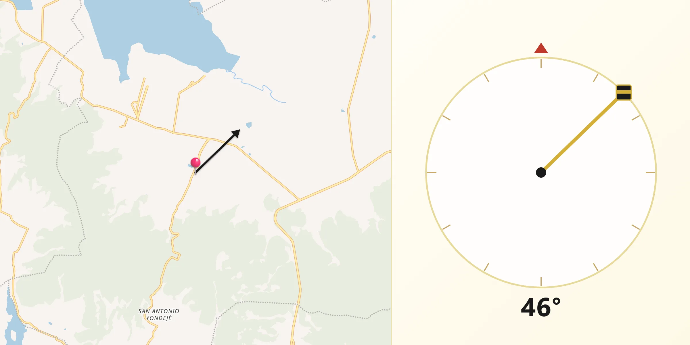Dirección de la Qibla desde San Andrés Timilpan