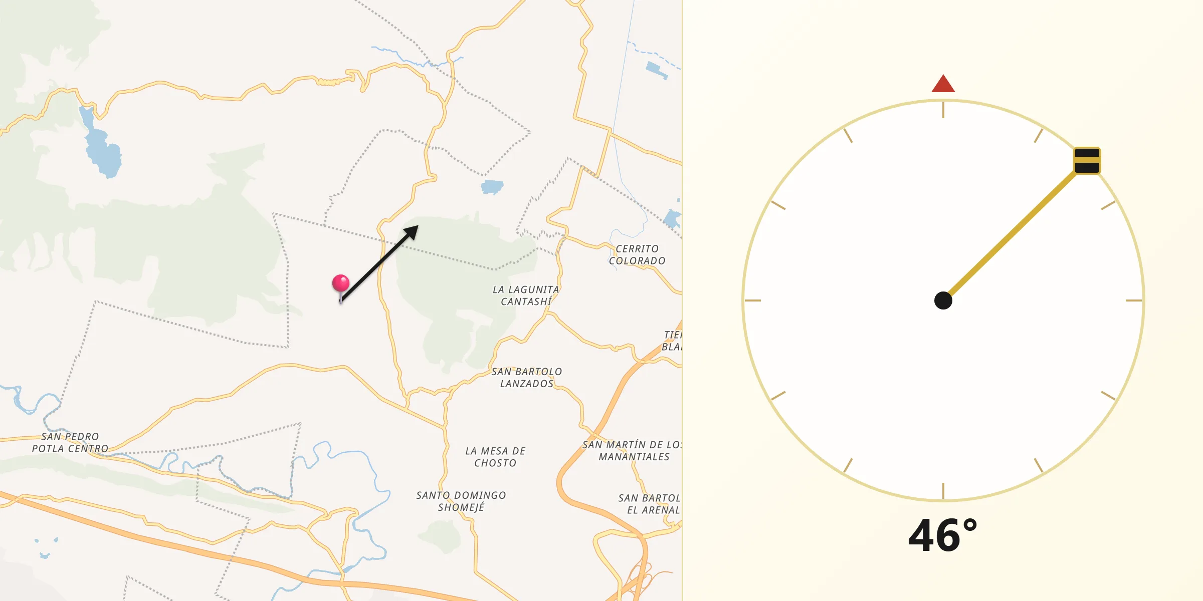 Dirección de la Qibla desde San Jerónimo de los Jarros