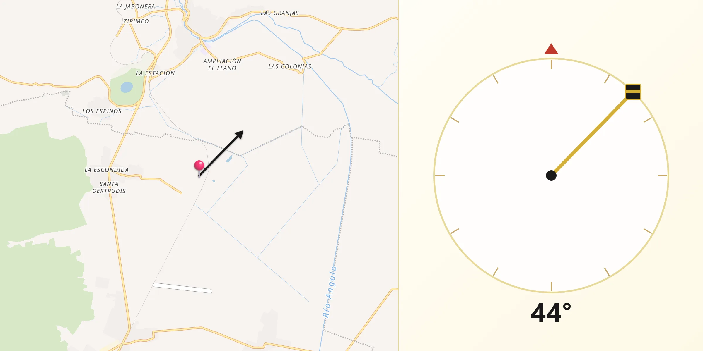 Dirección de la Qibla desde San Antonio Tariácuri