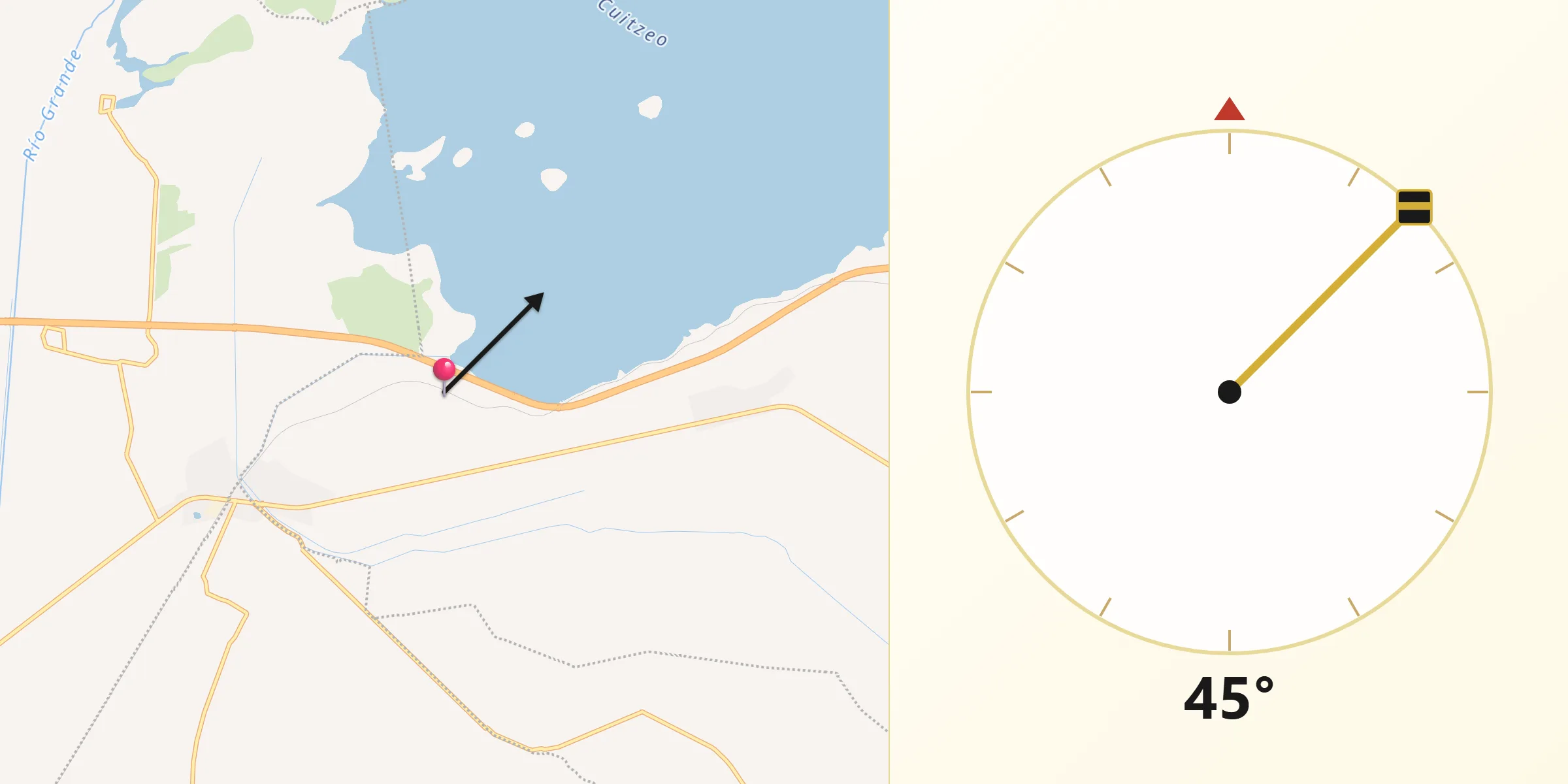Dirección de la Qibla desde Estación Queréndaro