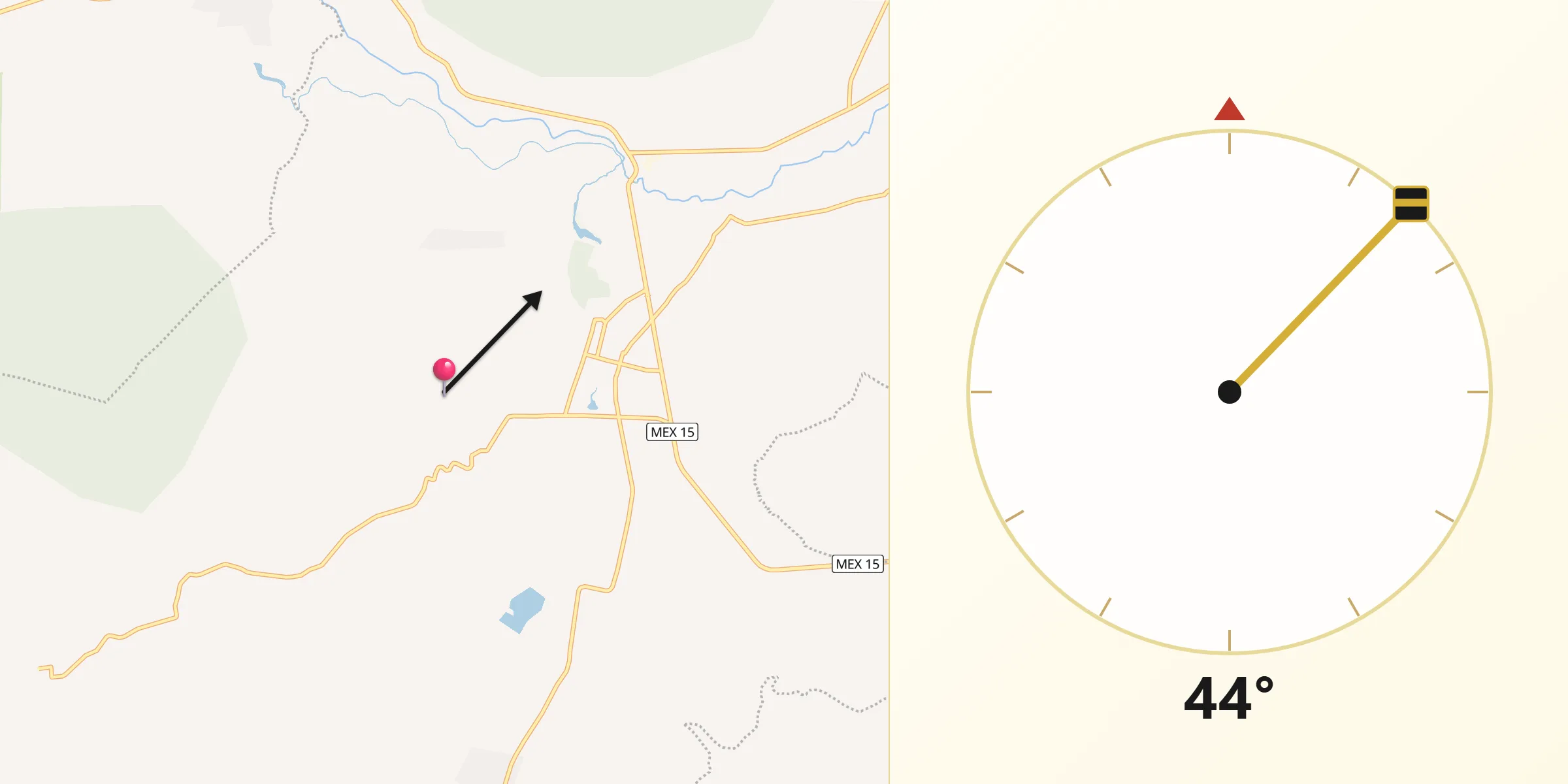 Dirección de la Qibla desde Tangancícuaro