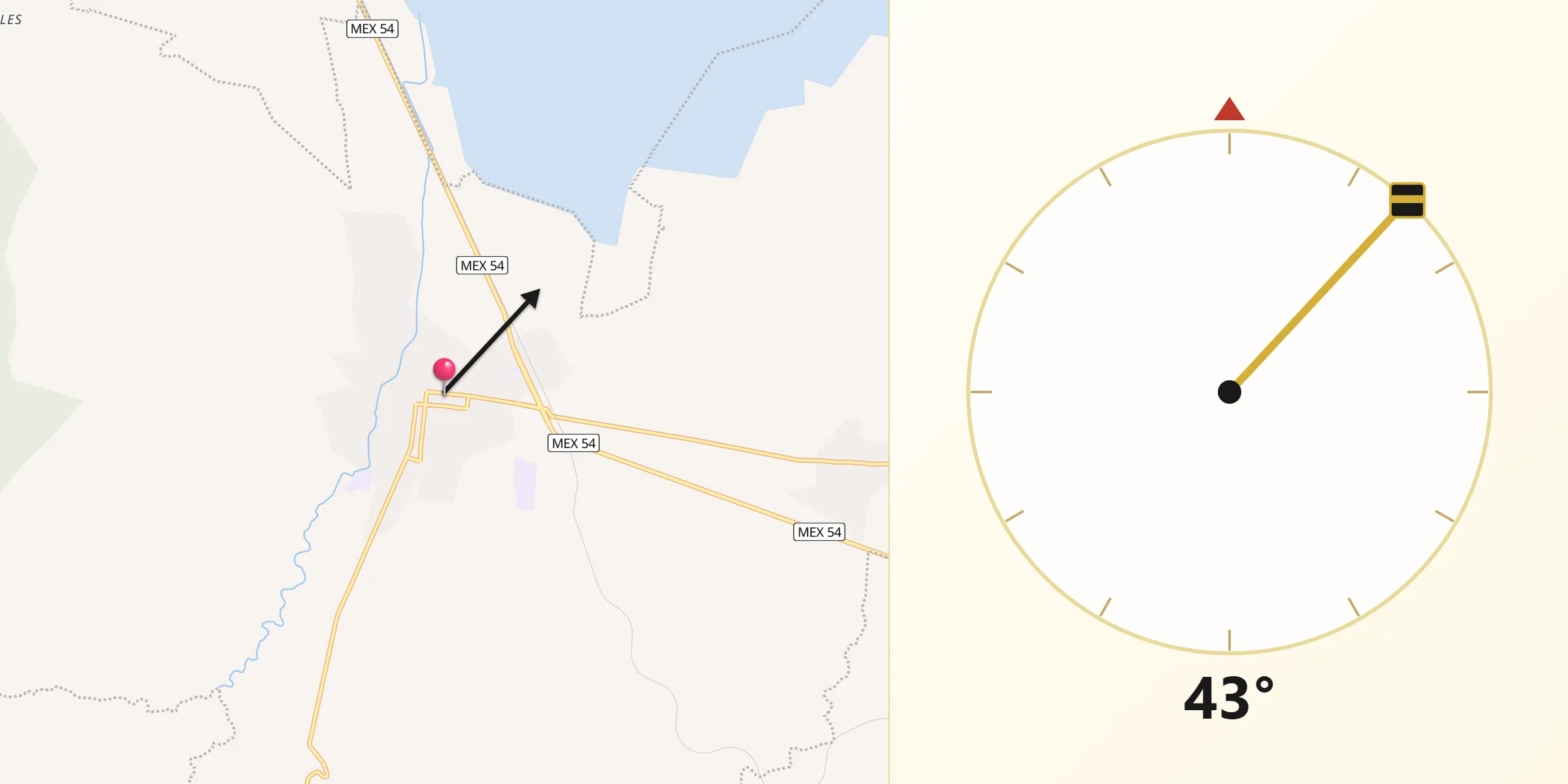 Dirección de la Qibla desde Sayula