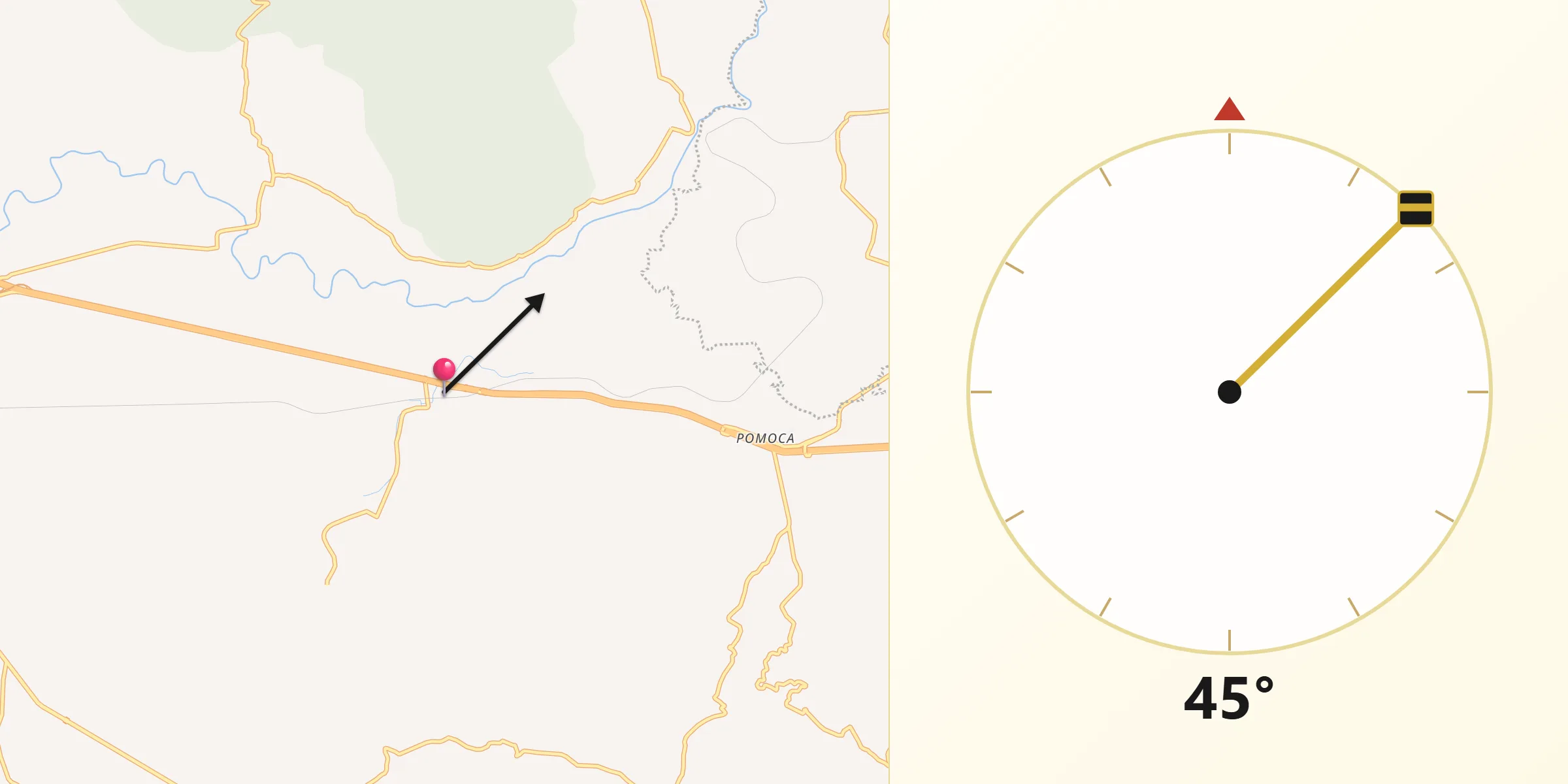 Dirección de la Qibla desde Apeo