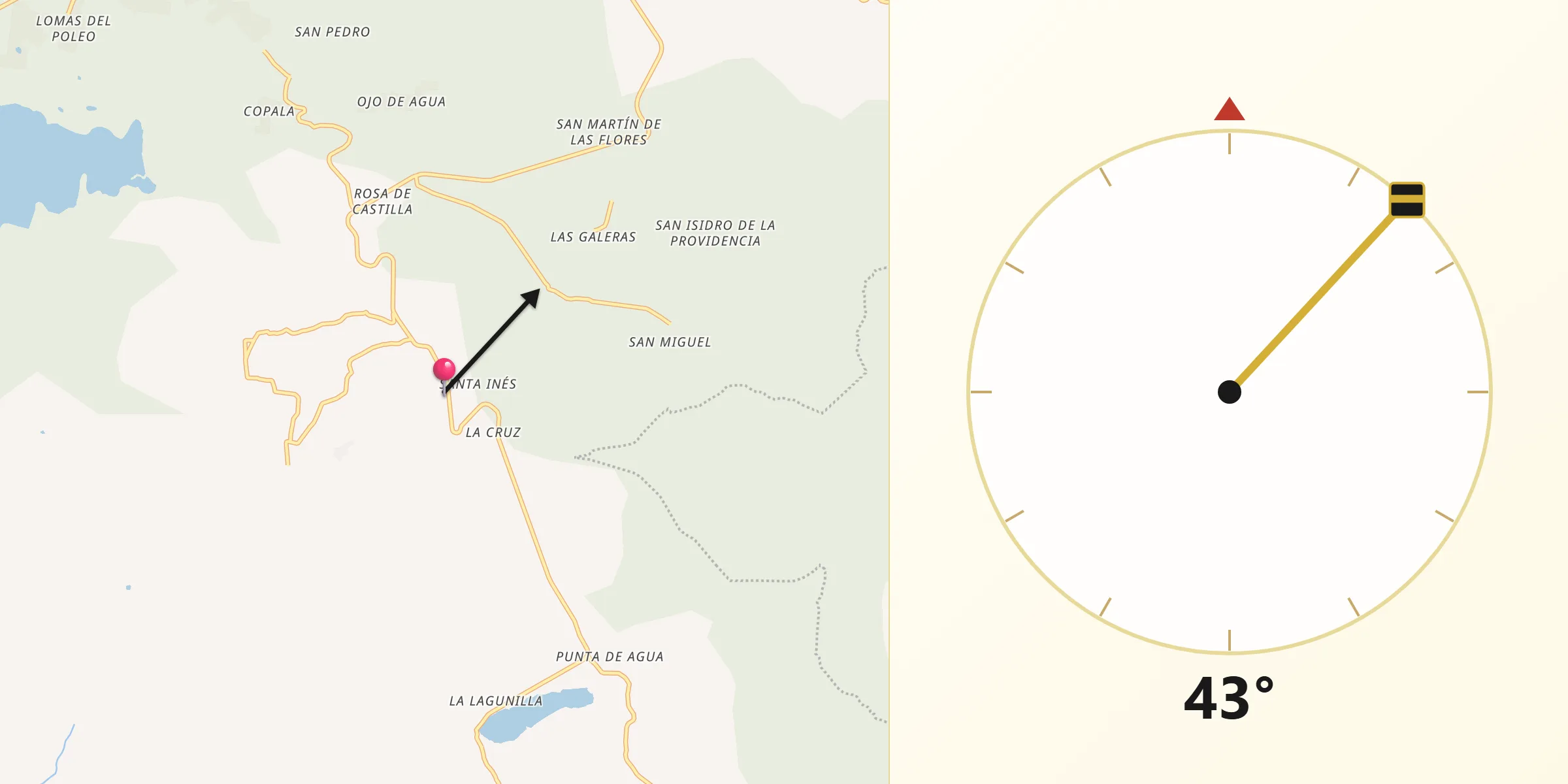 Dirección de la Qibla desde La Cofradía del Rosario