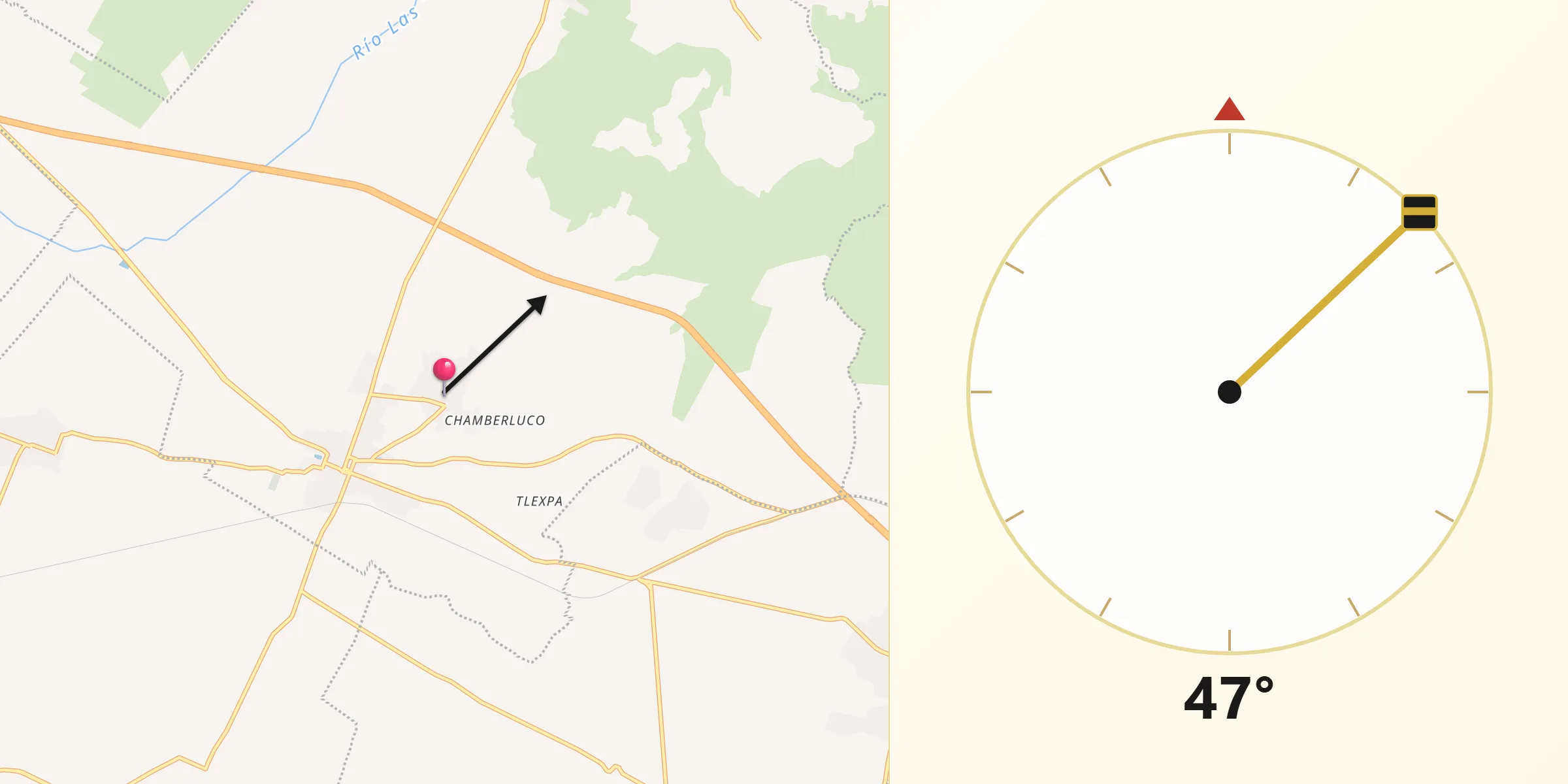 Dirección de la Qibla desde Colonia Benito Juárez