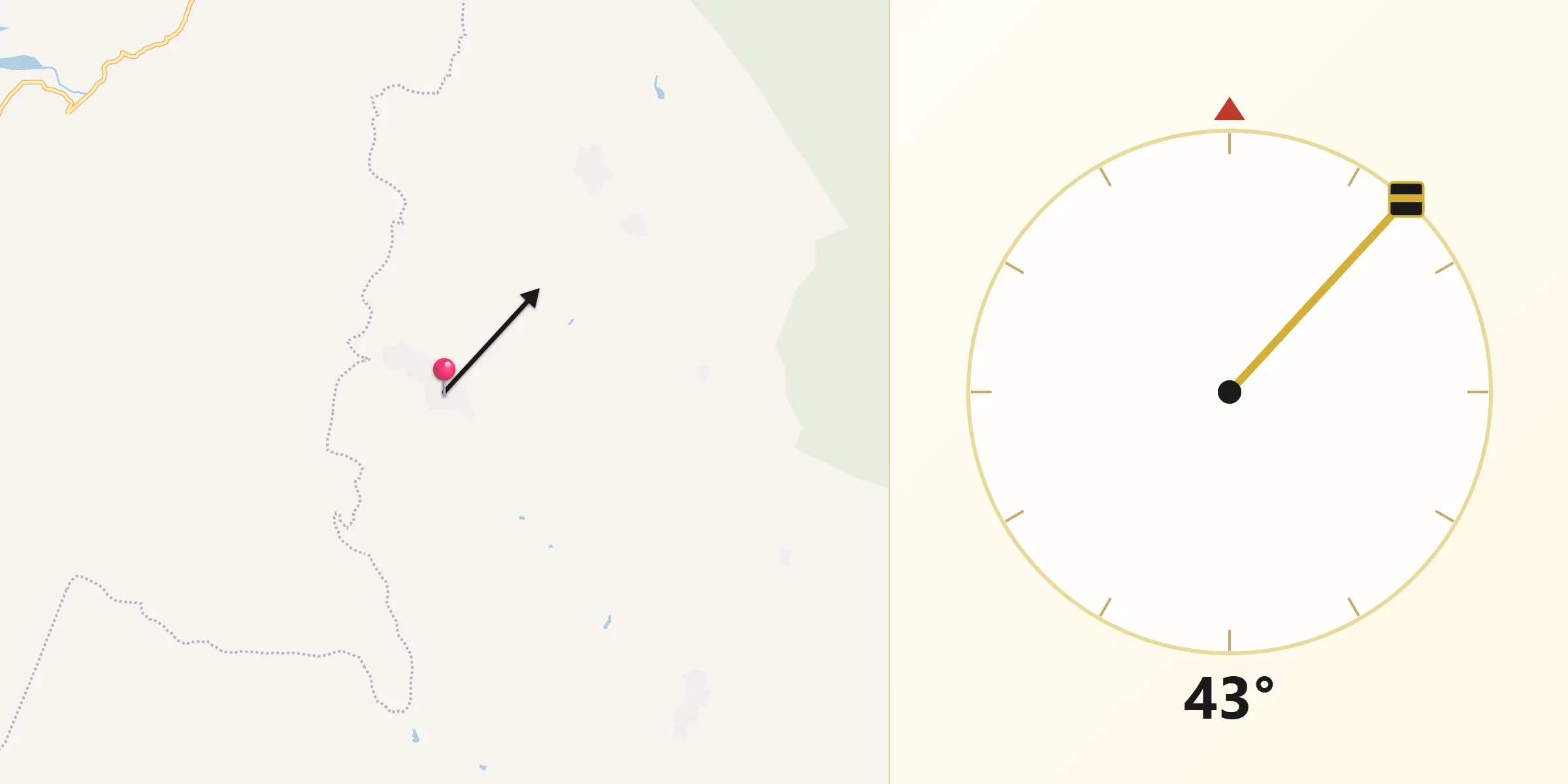 Dirección de la Qibla desde Coatlancillo