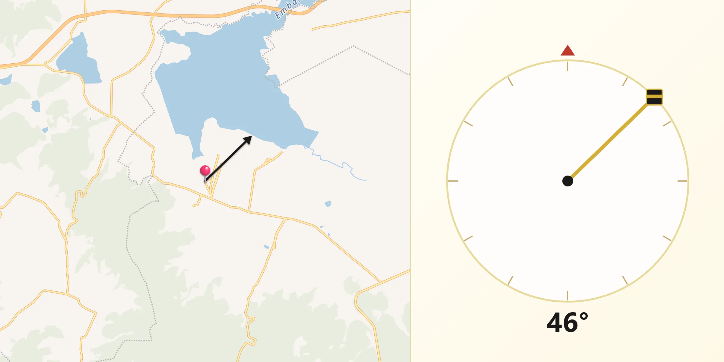 Dirección de la Qibla desde Tercera Manzana de Zaragoza