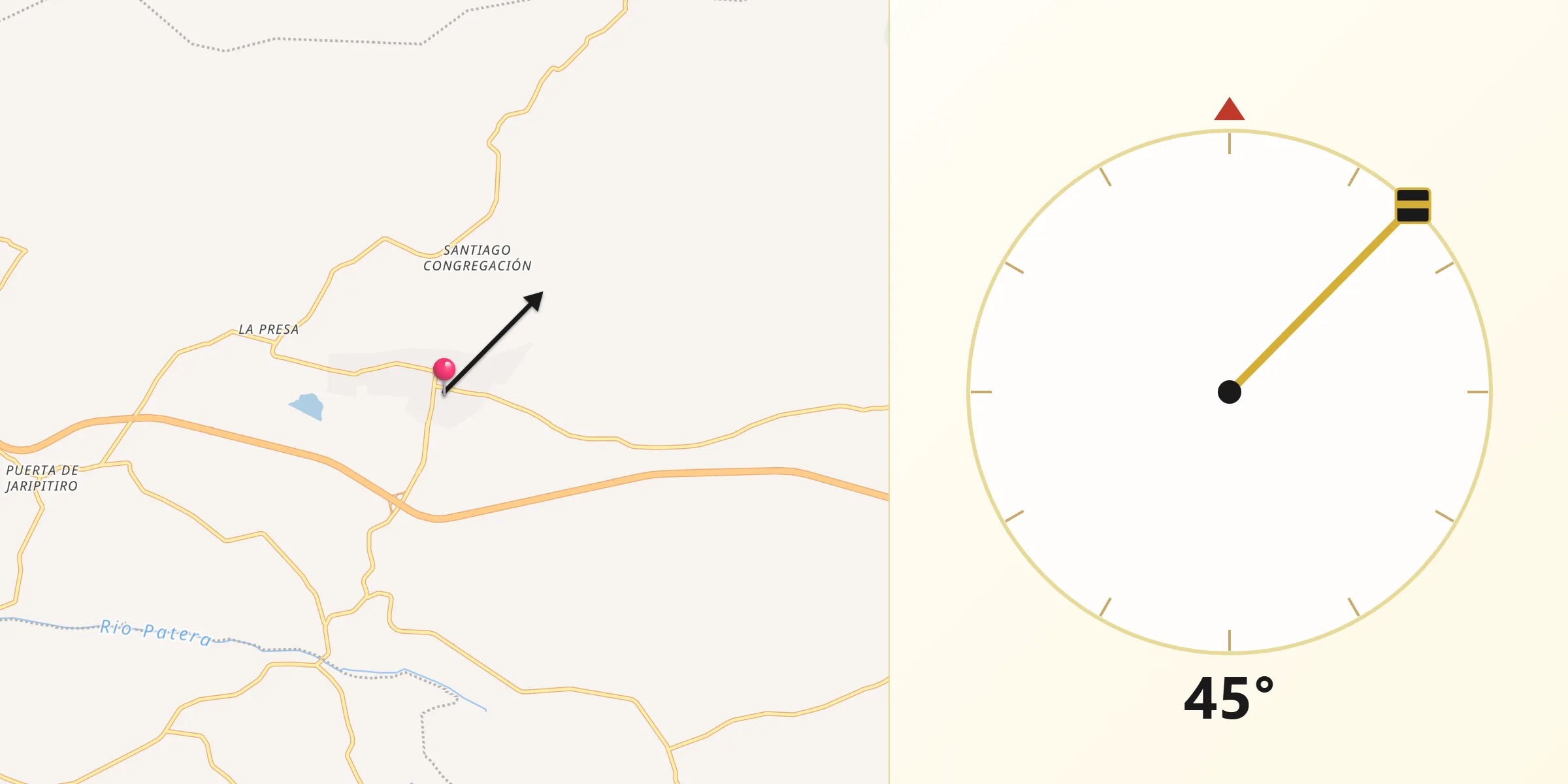 Dirección de la Qibla desde Huaniqueo de Morales