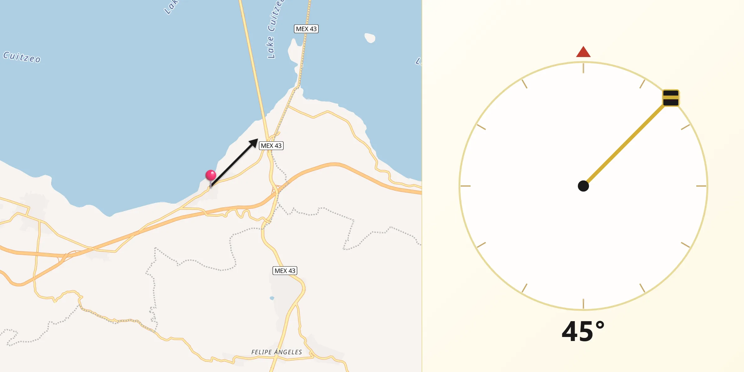 Dirección de la Qibla desde San Agustín del Maíz