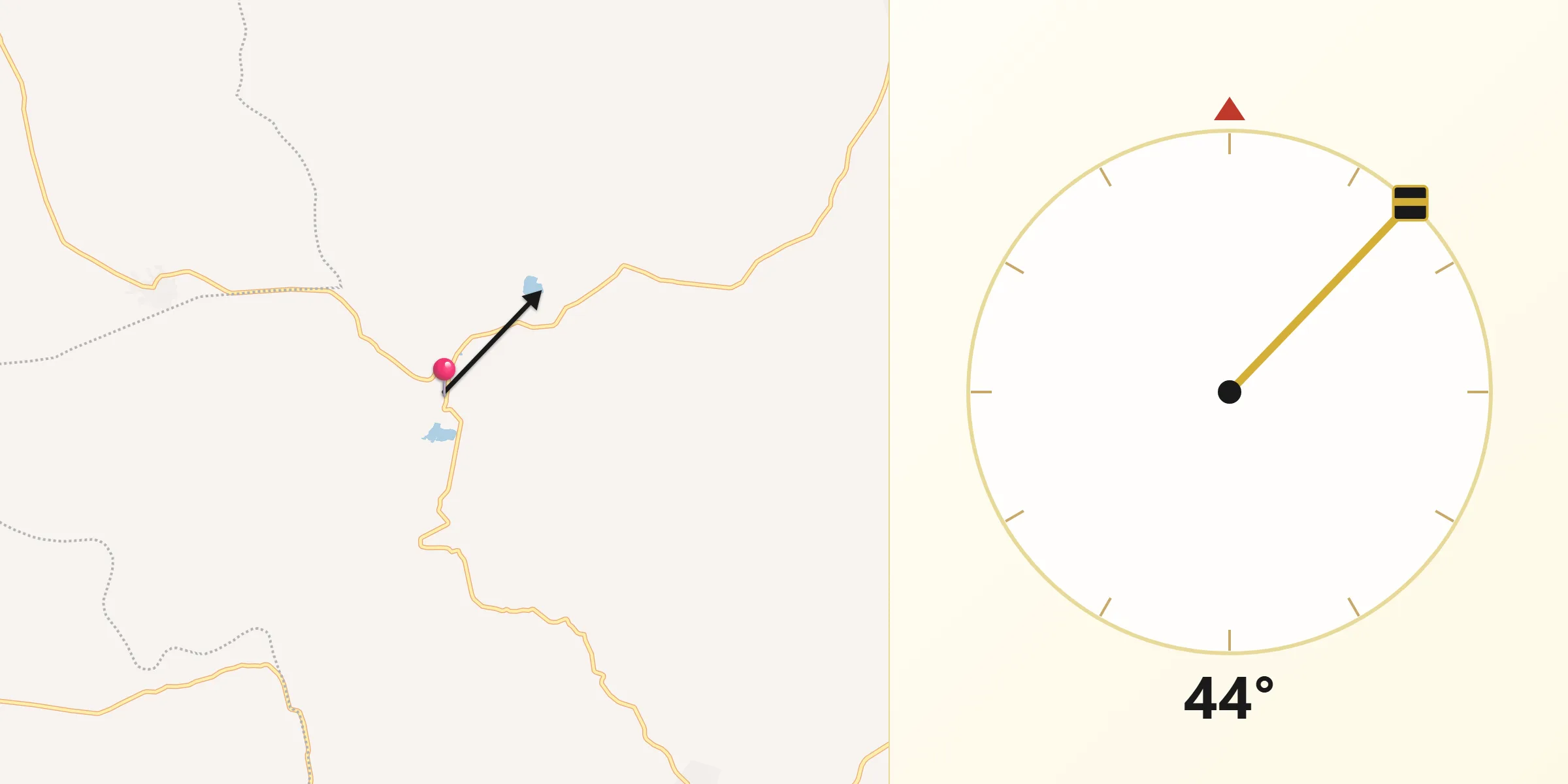 Dirección de la Qibla desde Los Hucuares