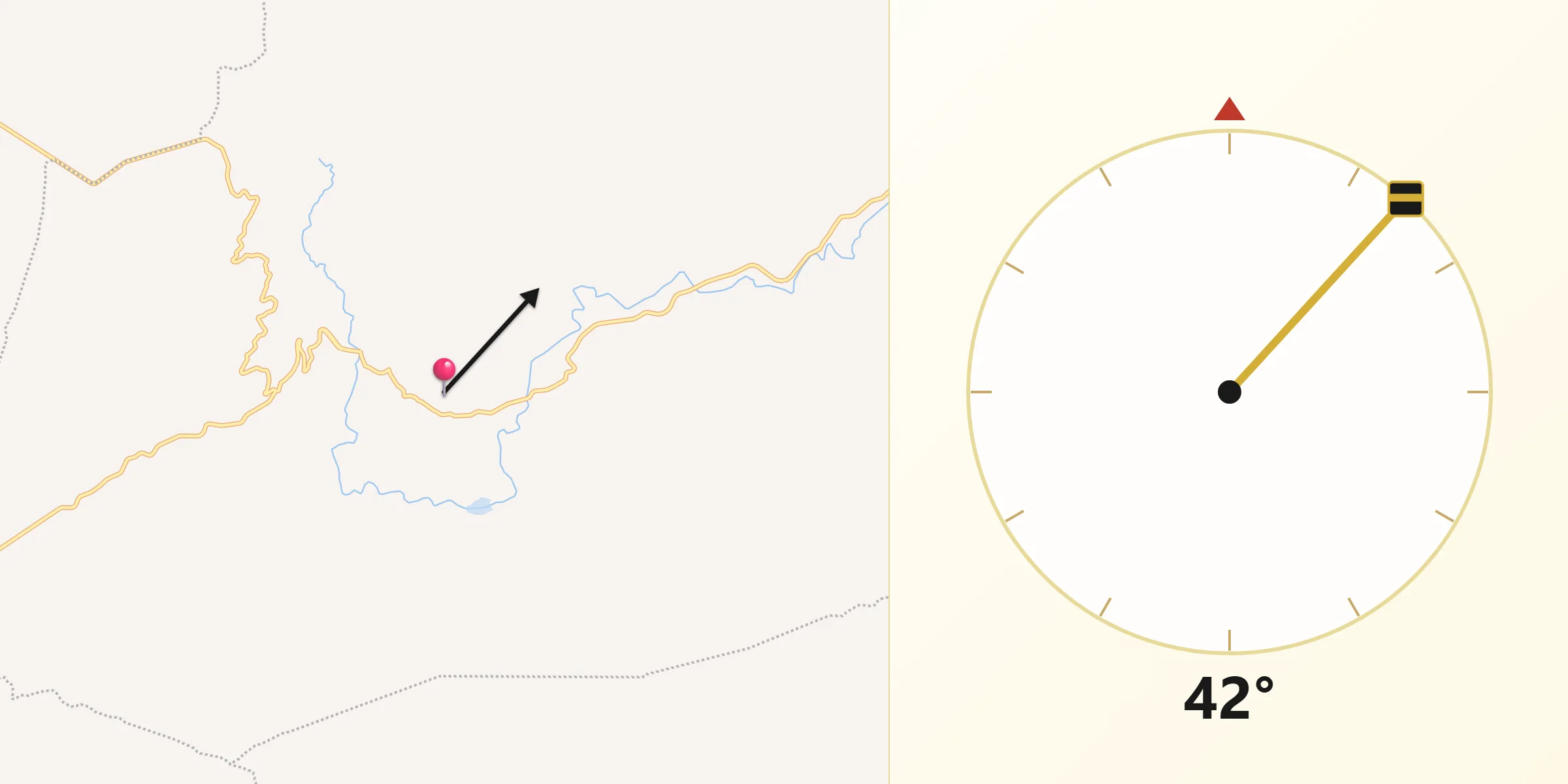 Dirección de la Qibla desde Ejutla