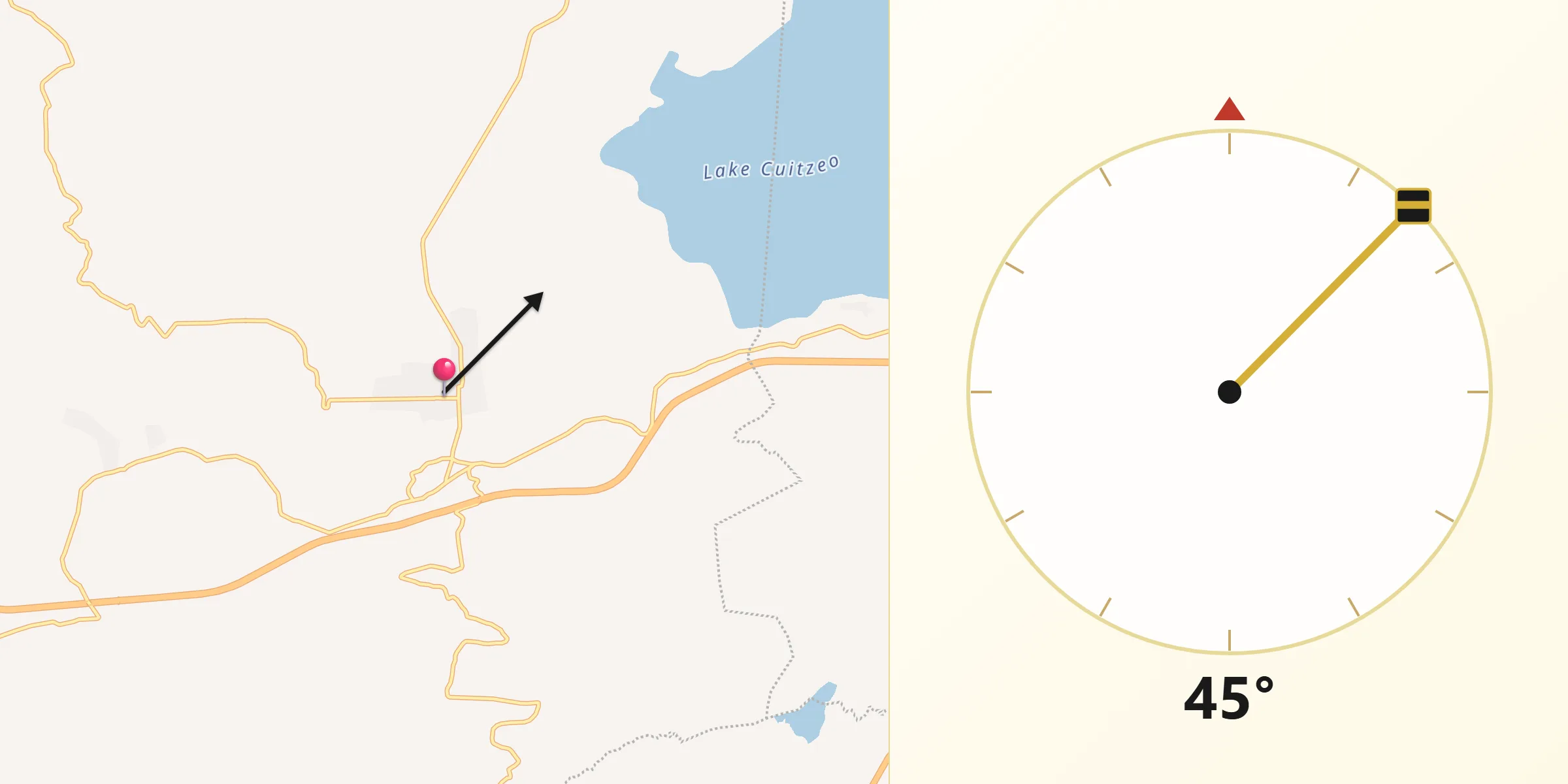 Dirección de la Qibla desde Chucándiro