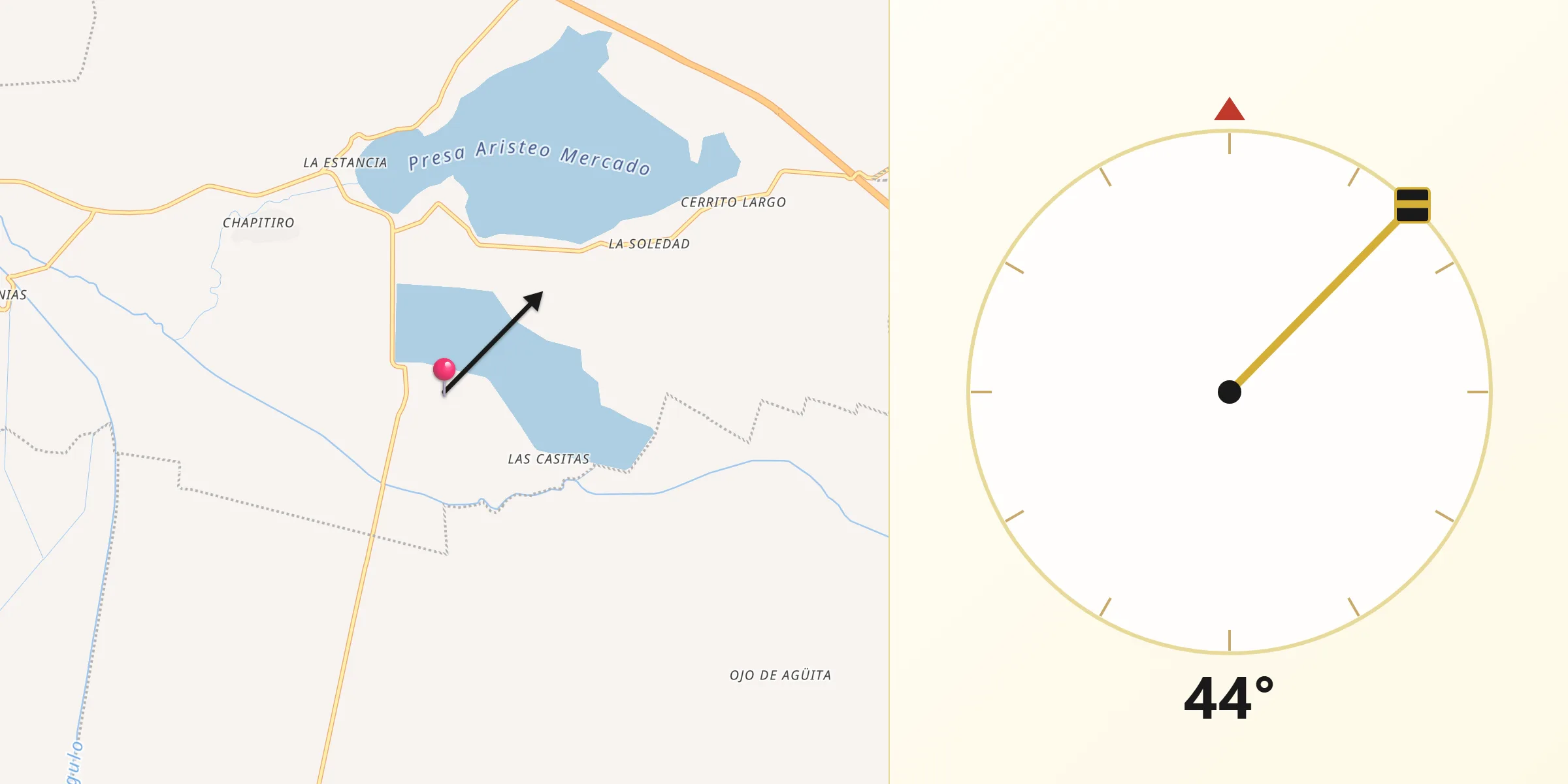 Dirección de la Qibla desde Copándaro (Copándaro del Cuatro)