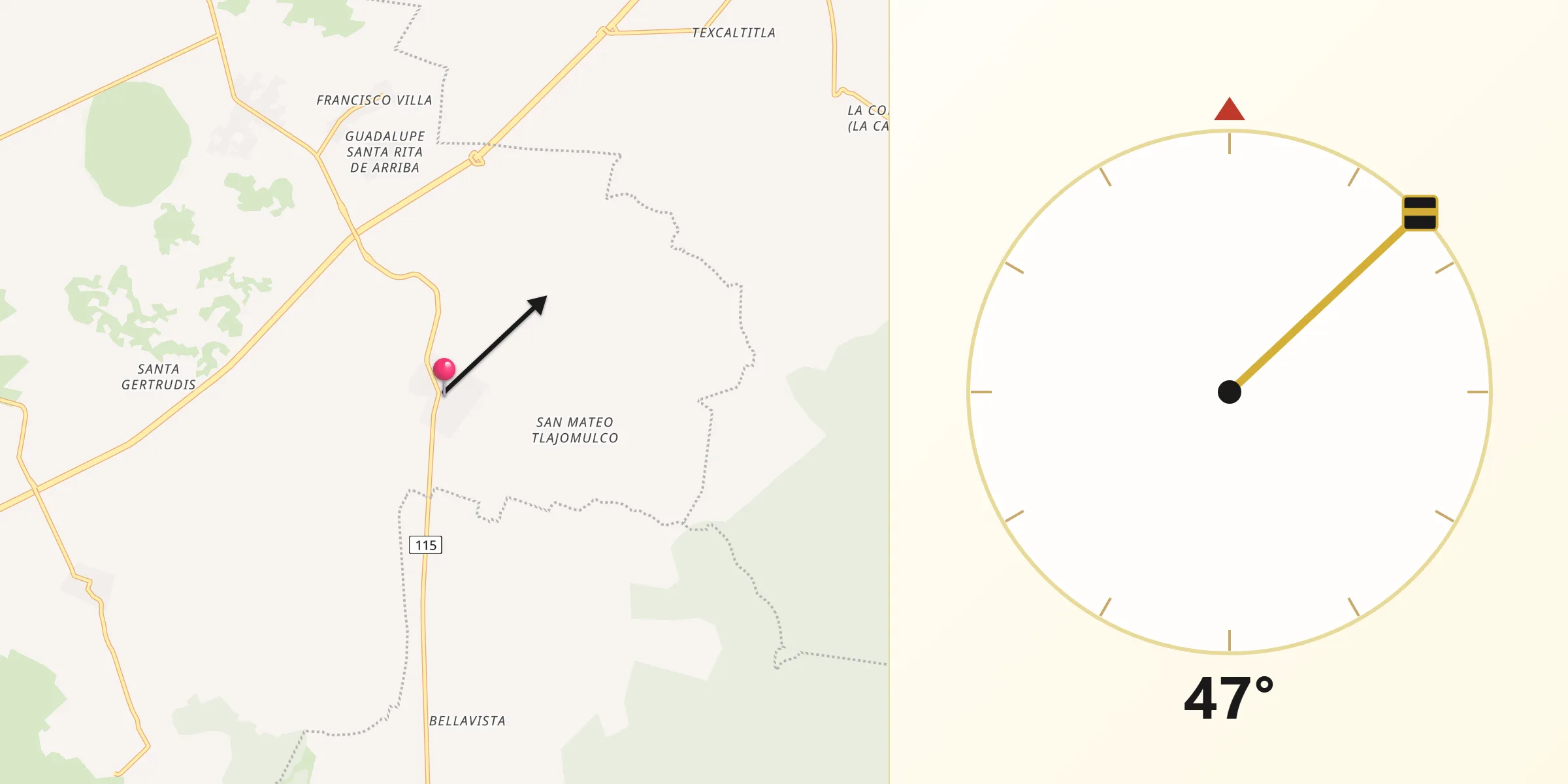 Dirección de la Qibla desde Santo Tomas