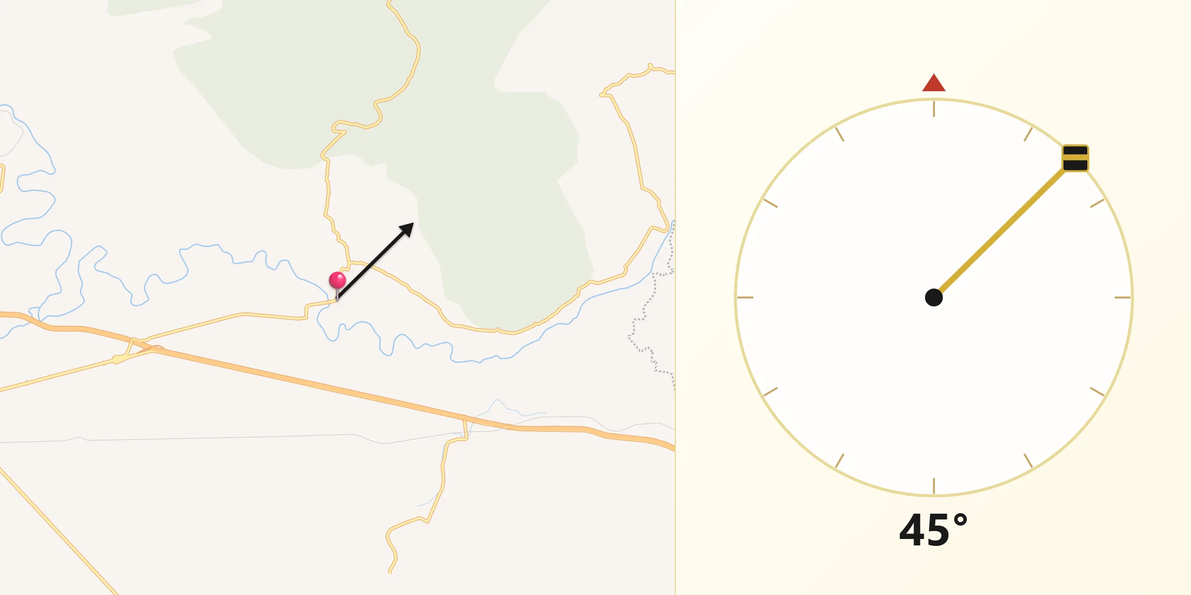 Dirección de la Qibla desde Tungareo