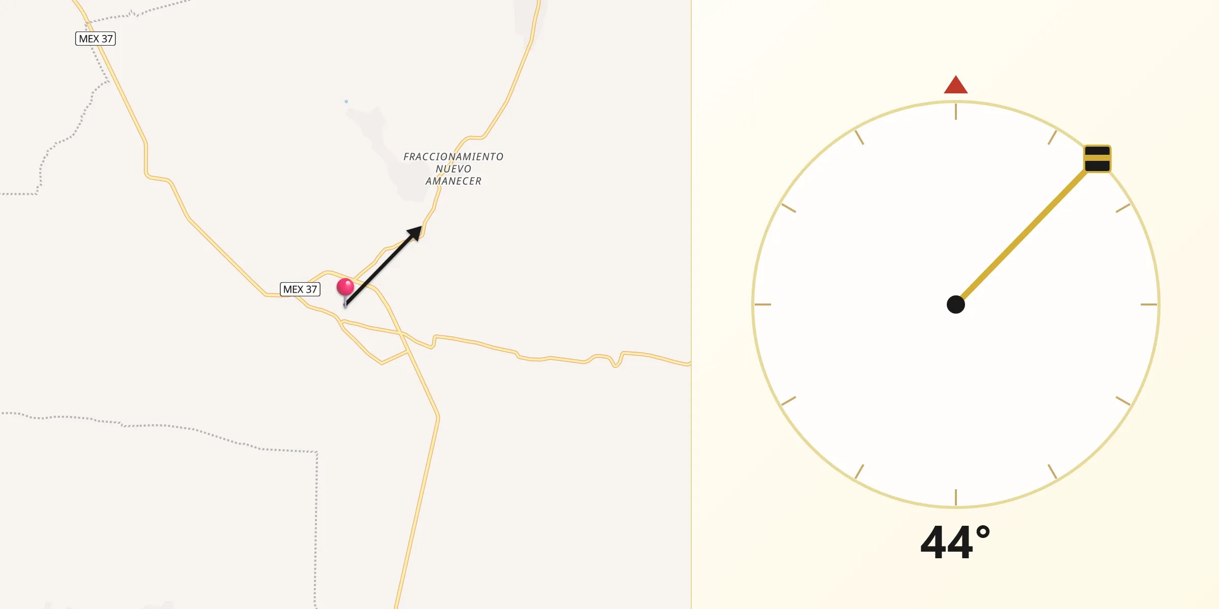 Dirección de la Qibla desde Puréparo de Echaíz