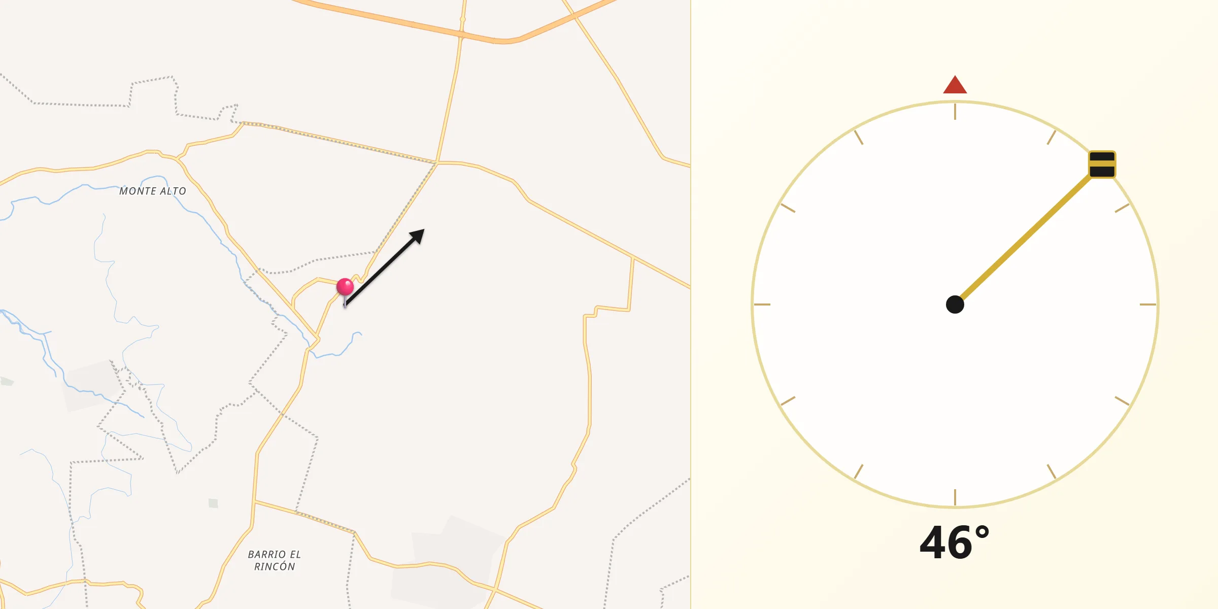 Dirección de la Qibla desde Hueypoxtla