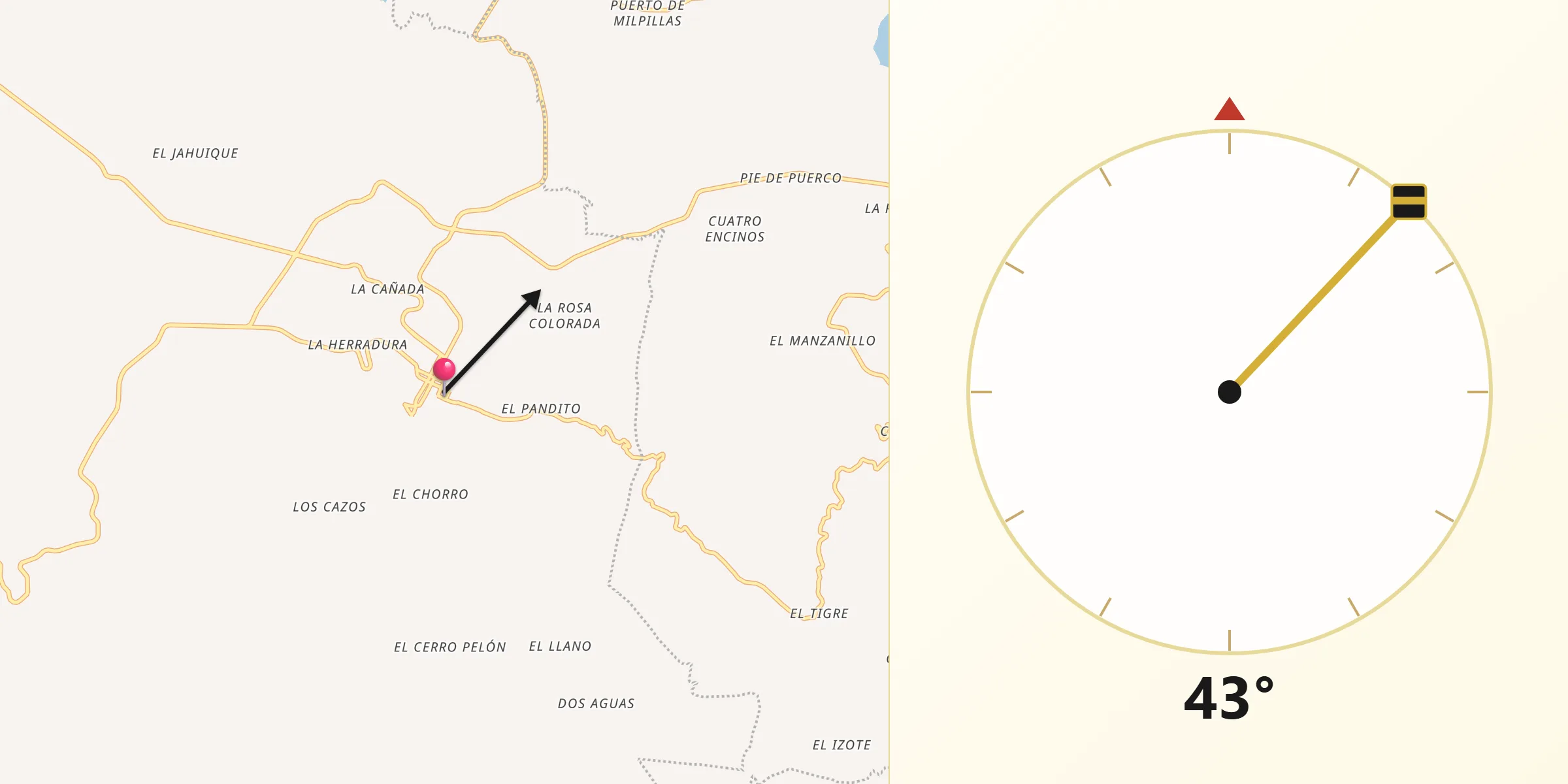 Dirección de la Qibla desde Mazamitlongo