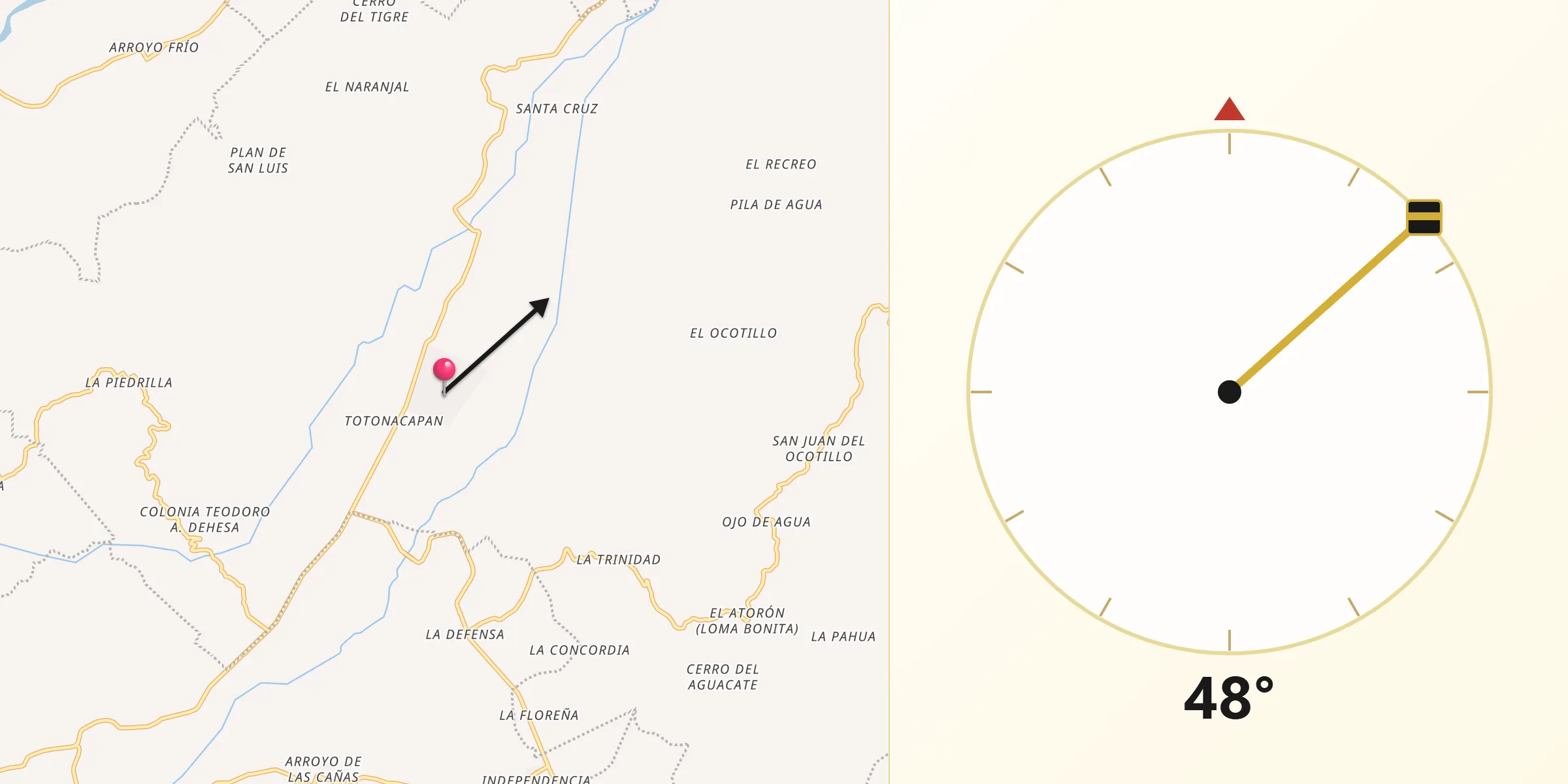 Dirección de la Qibla desde Colipa