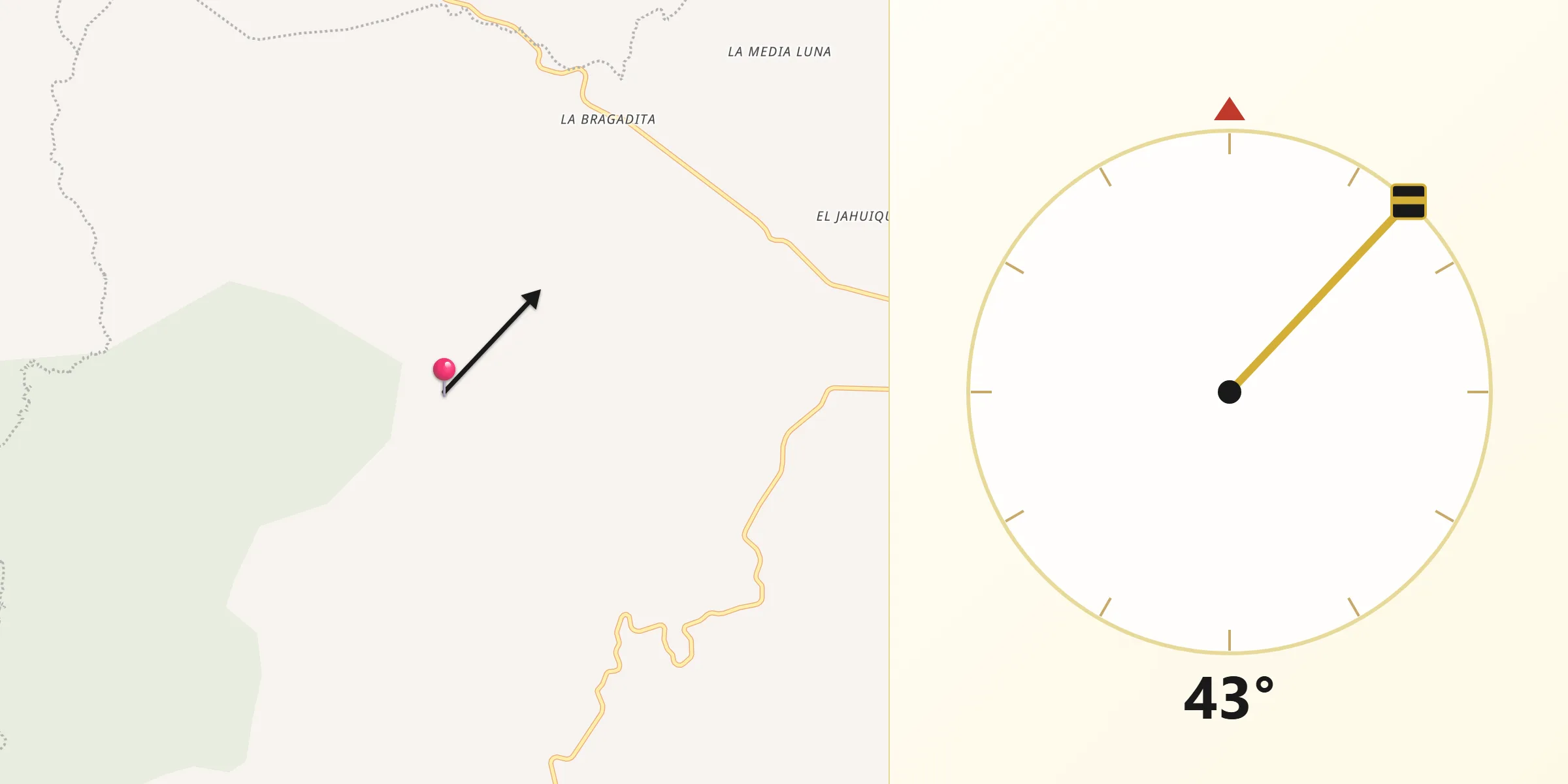 Dirección de la Qibla desde Epeche Grande