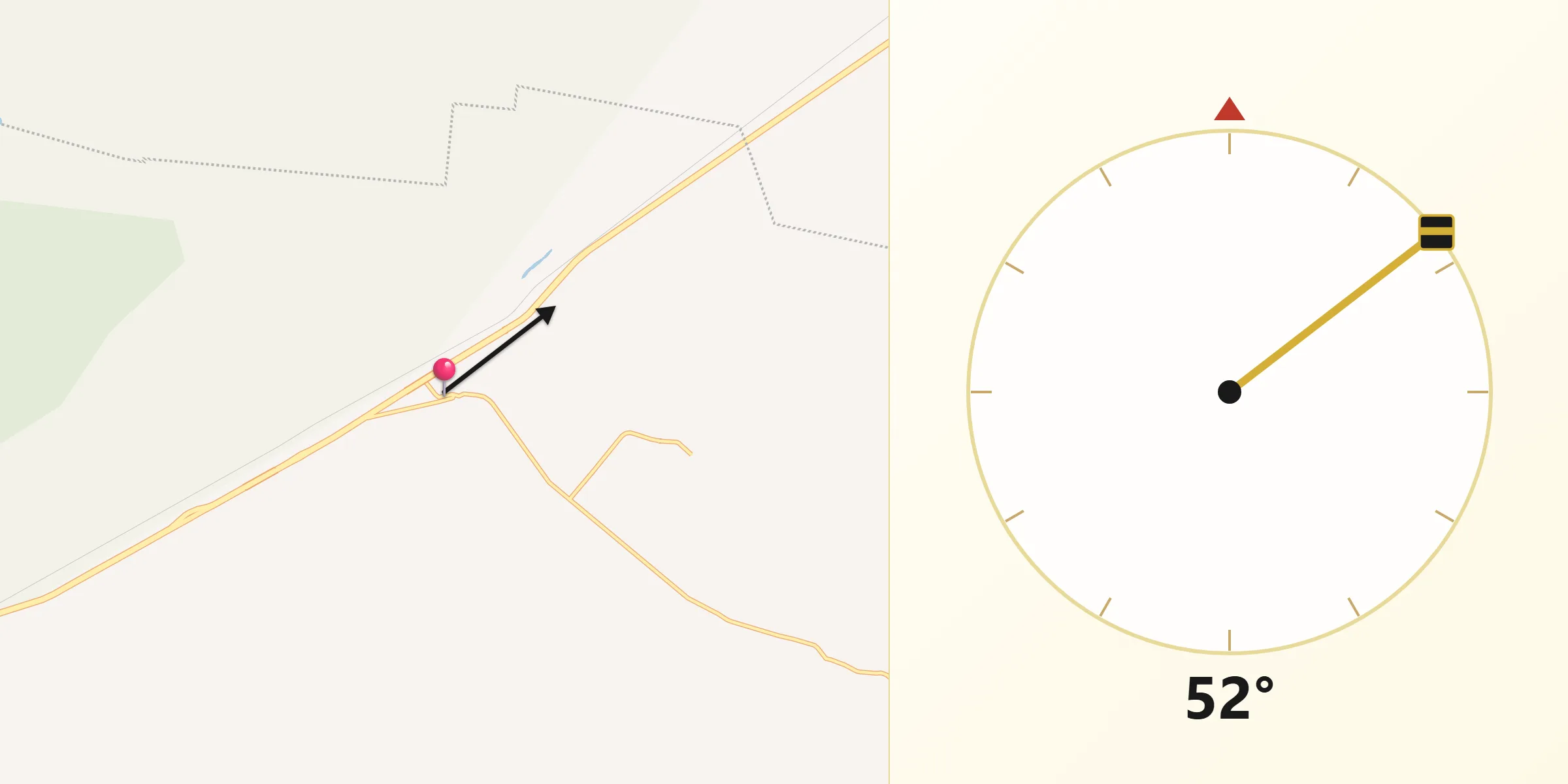 Dirección de la Qibla desde Hampolol