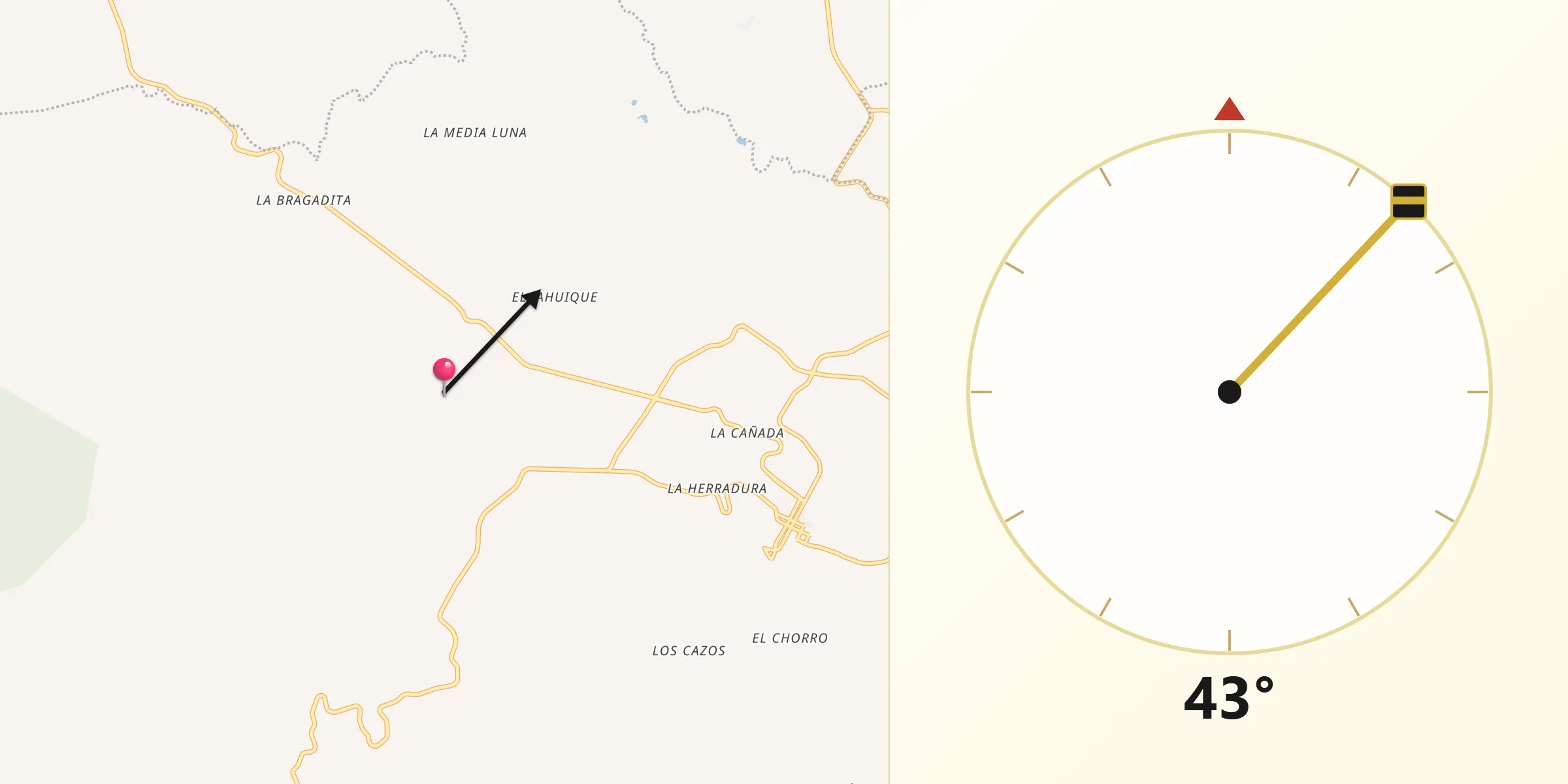 Dirección de la Qibla desde Amacueca