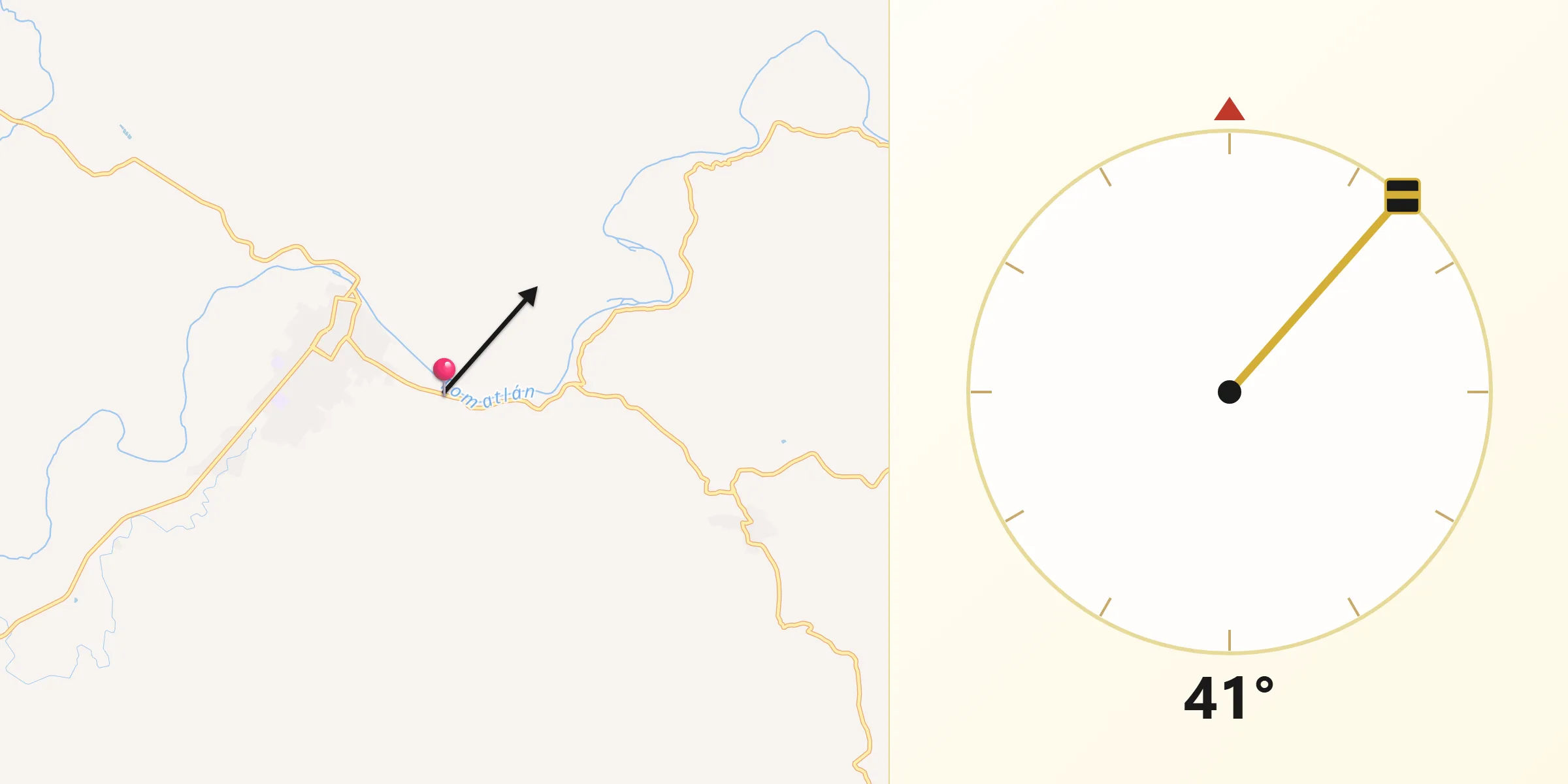 Dirección de la Qibla desde Tomatlán