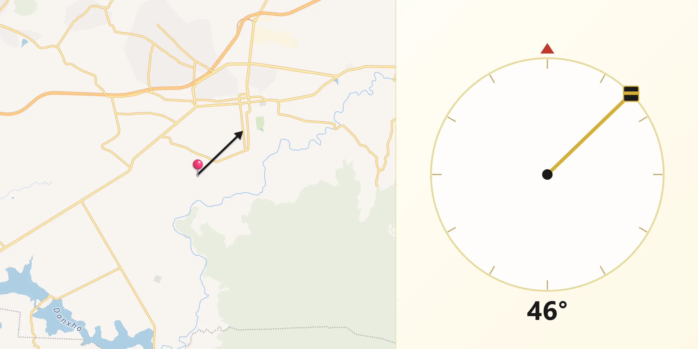 Dirección de la Qibla desde Ejido de Coscomate del Progreso