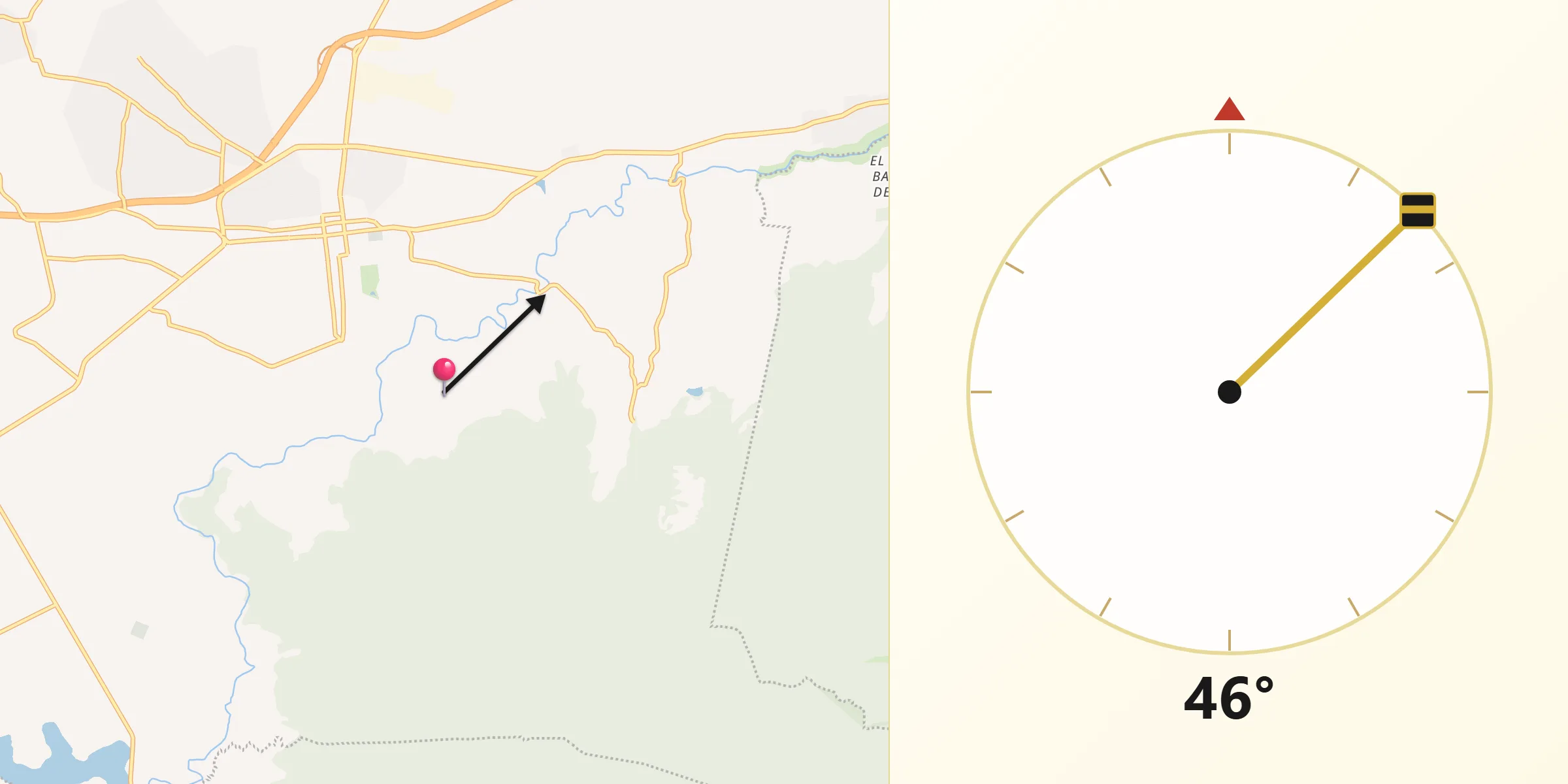Dirección de la Qibla desde Coscomate del Progreso