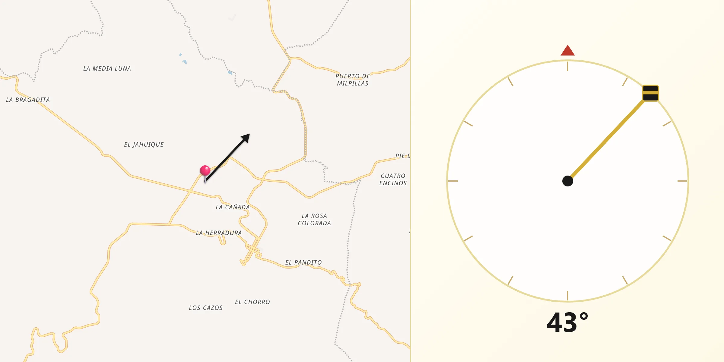 Dirección de la Qibla desde La Estacada