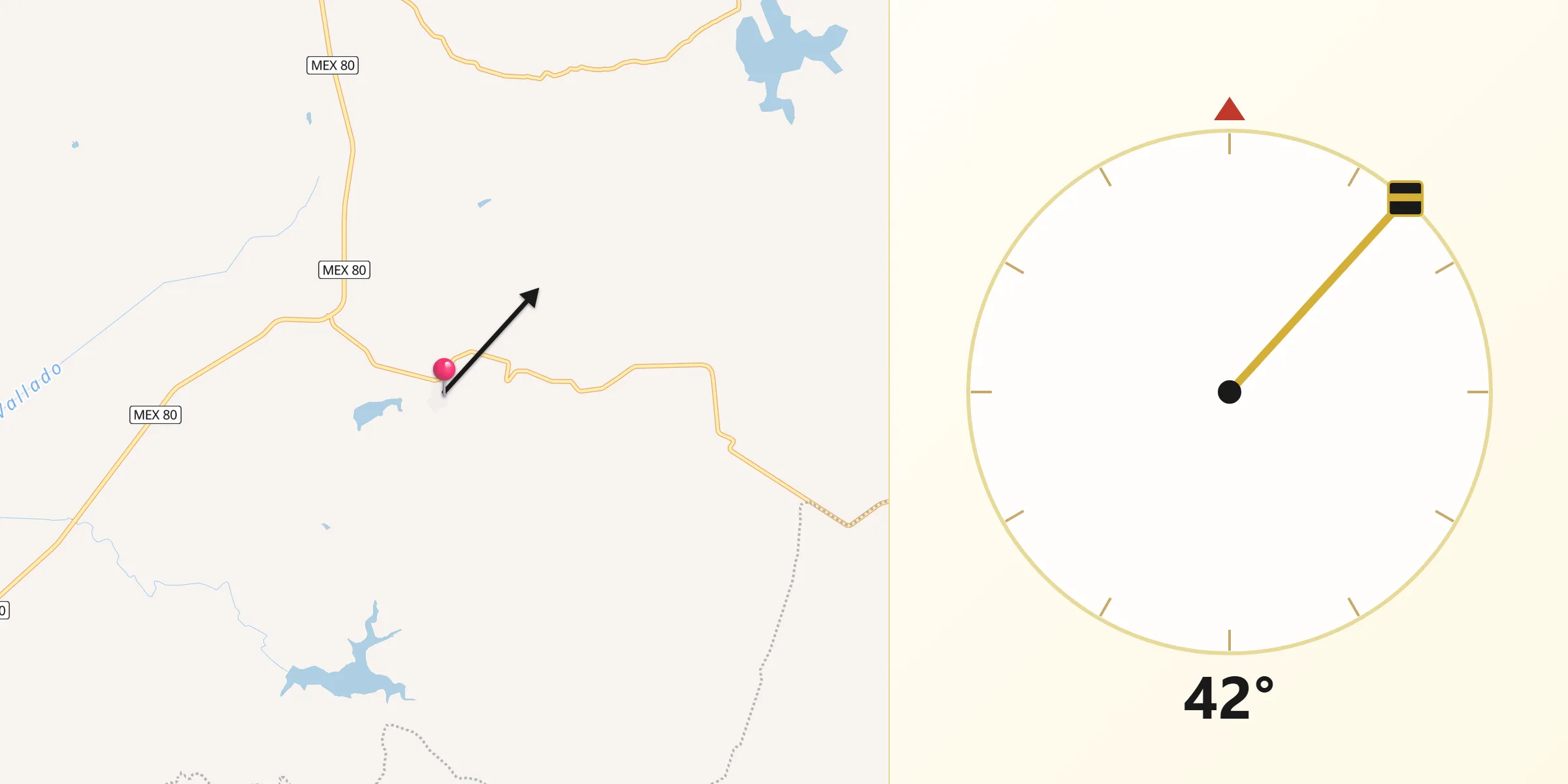 Dirección de la Qibla desde Colonia Trigomil