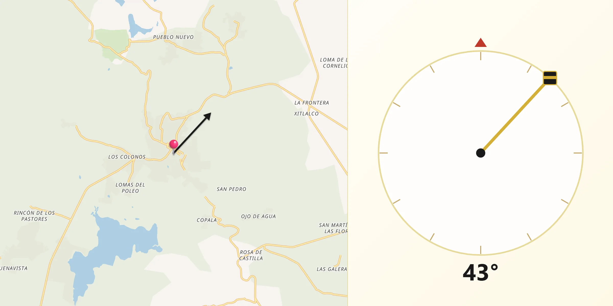 Dirección de la Qibla desde Tapalpa