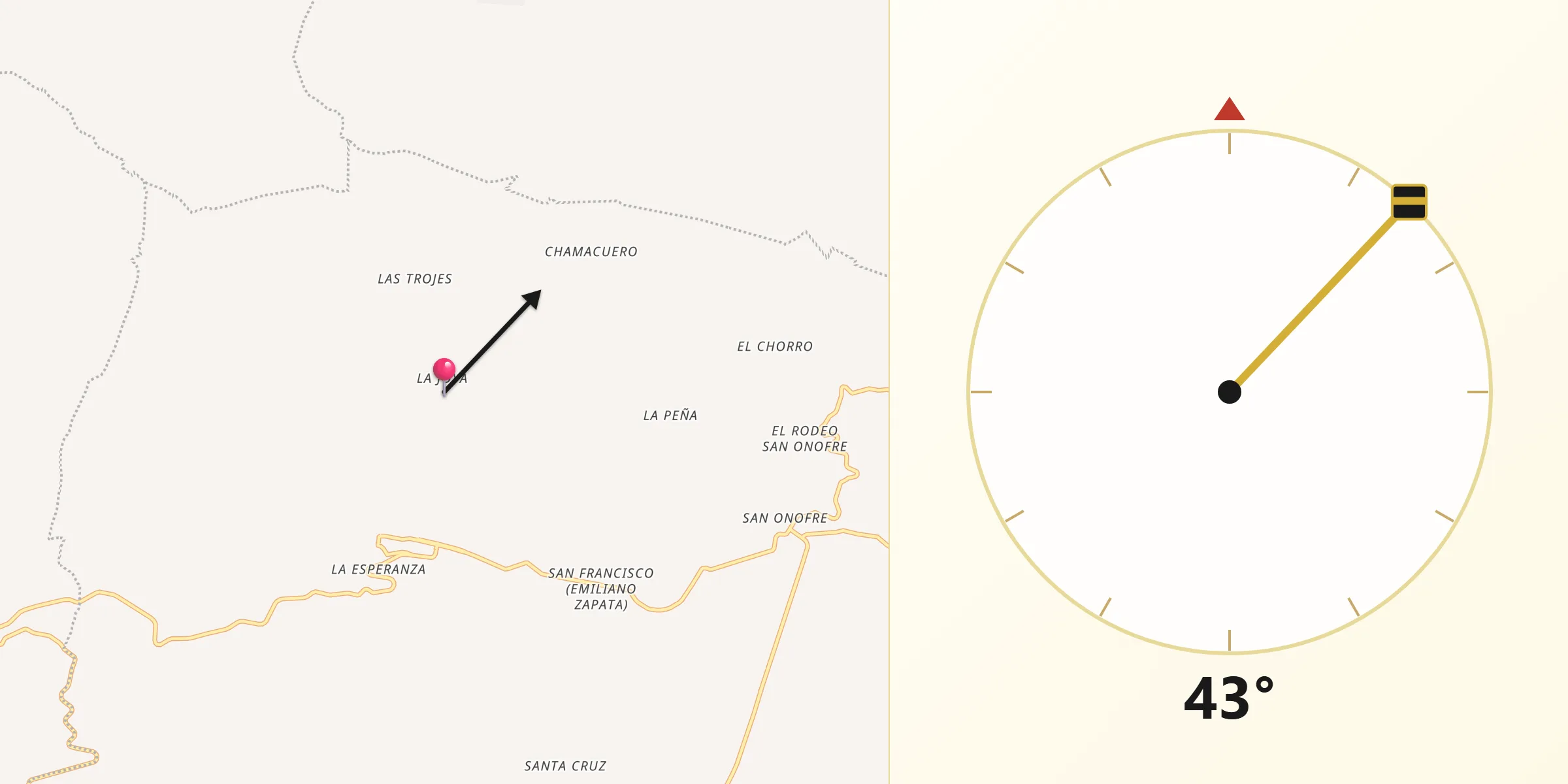 Dirección de la Qibla desde La Joya