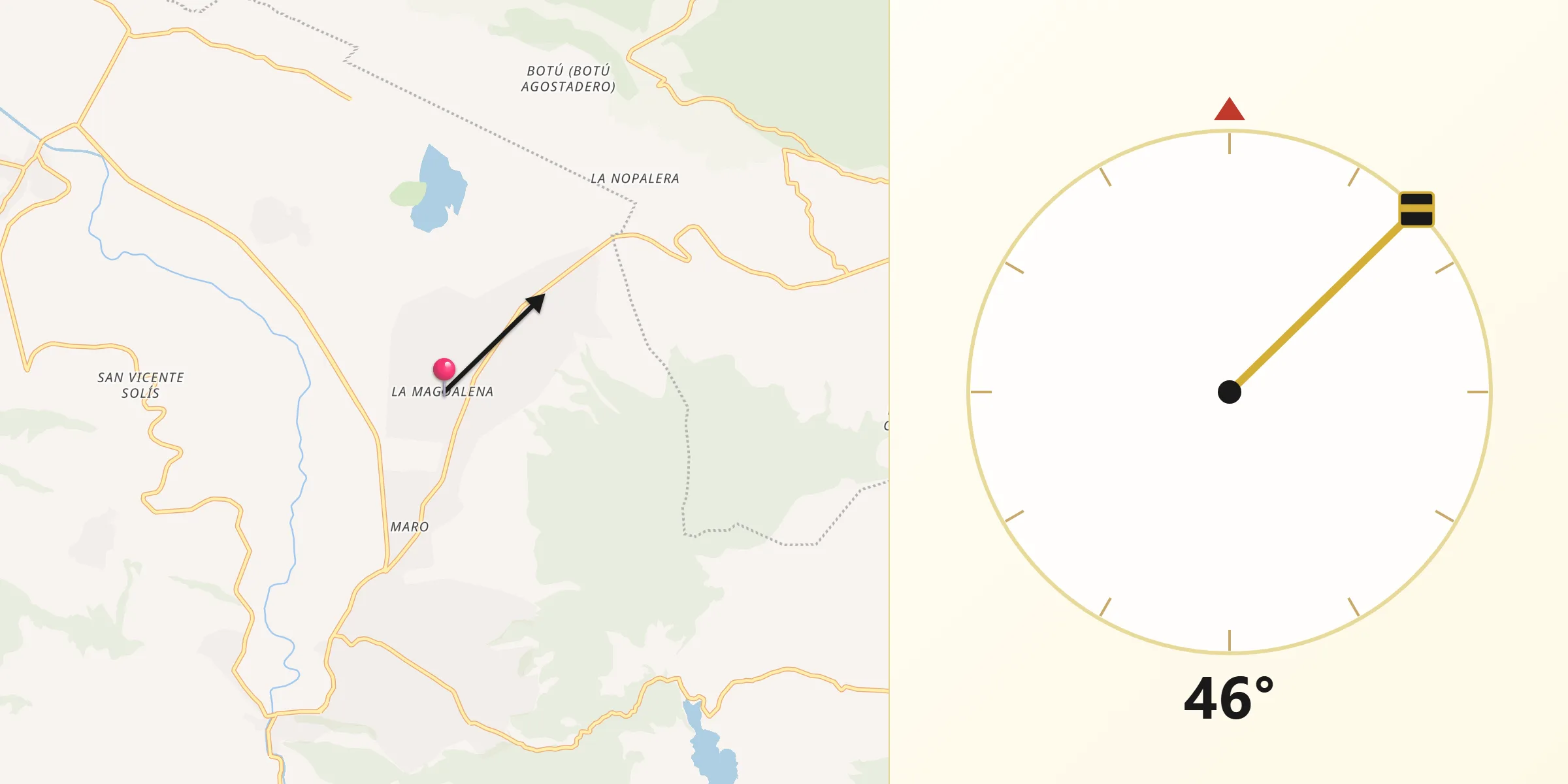 Dirección de la Qibla desde La Magdalena
