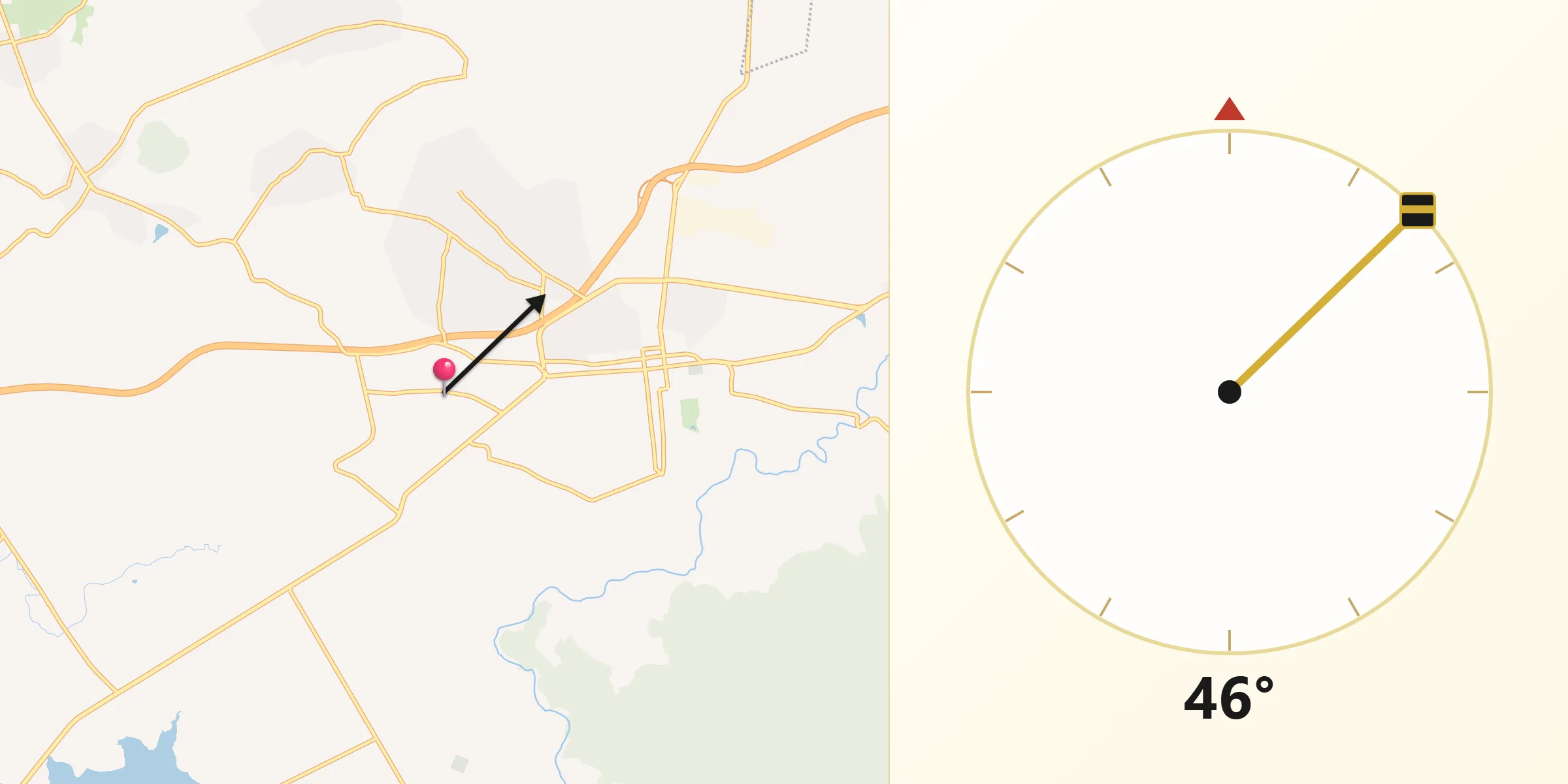 Dirección de la Qibla desde Las Manzanas
