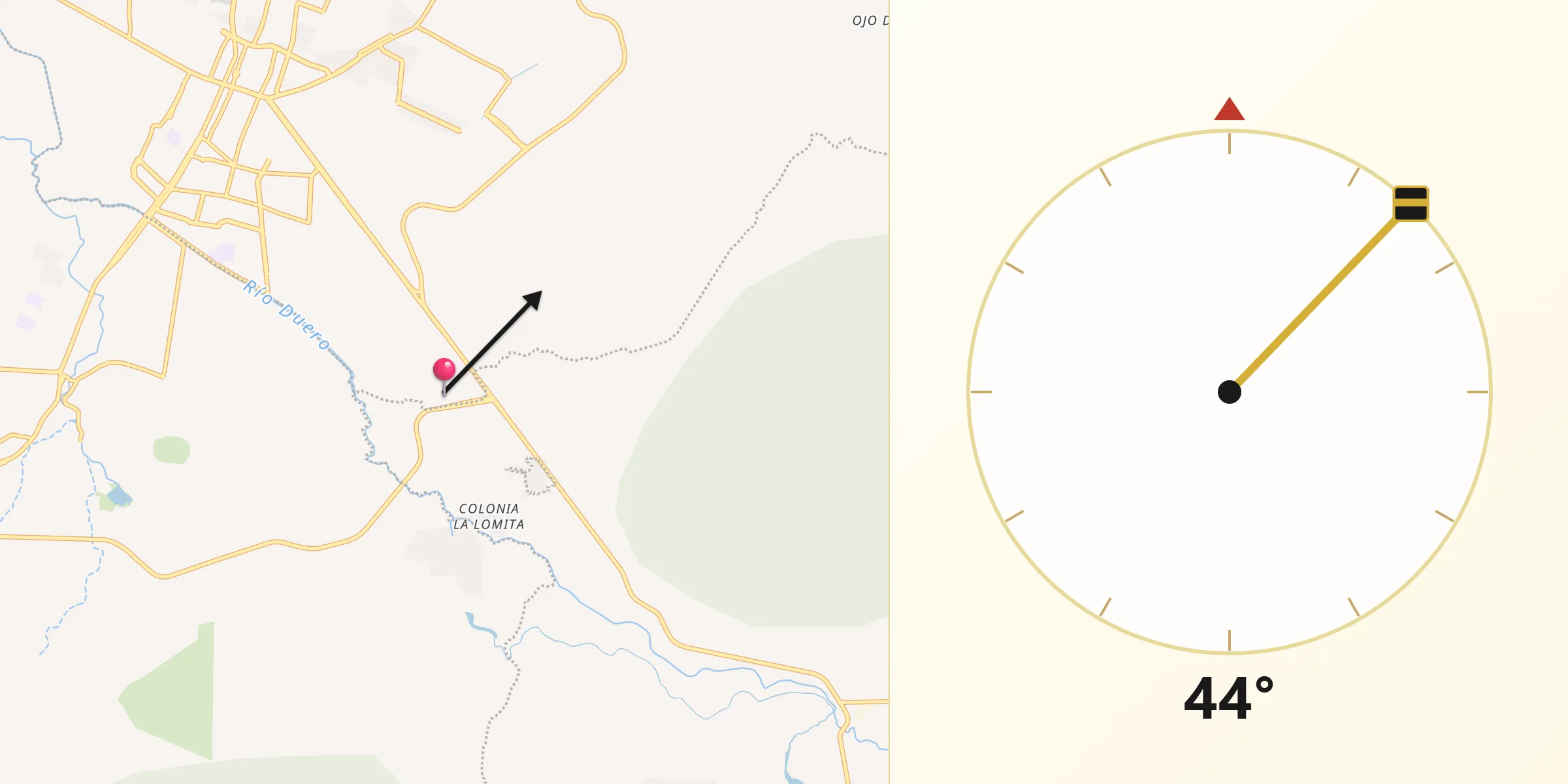 Dirección de la Qibla desde Fraccionamiento Ex-Hacienda el Refugio