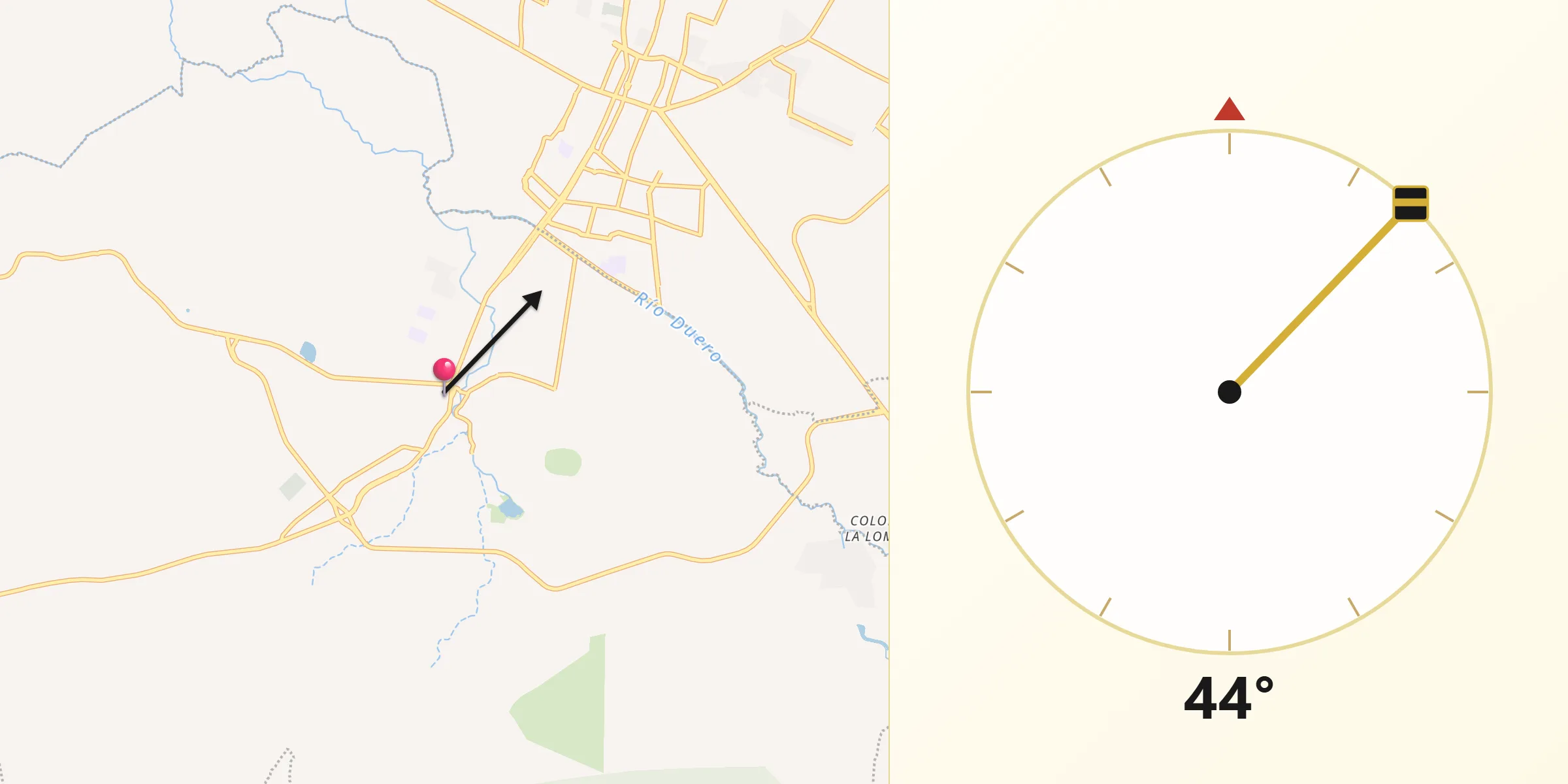 Dirección de la Qibla desde Jacona de Plancarte