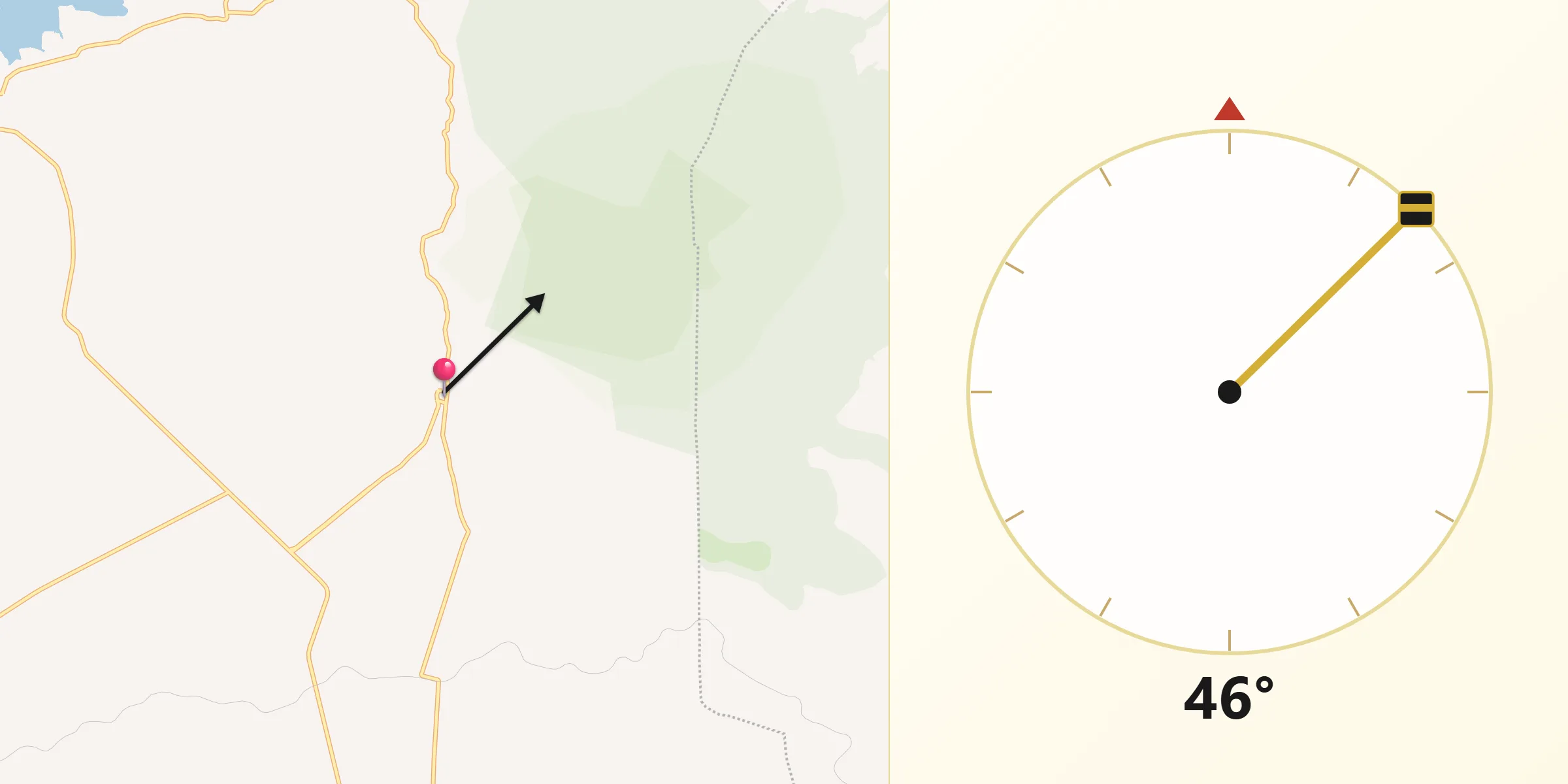Dirección de la Qibla desde Contepec