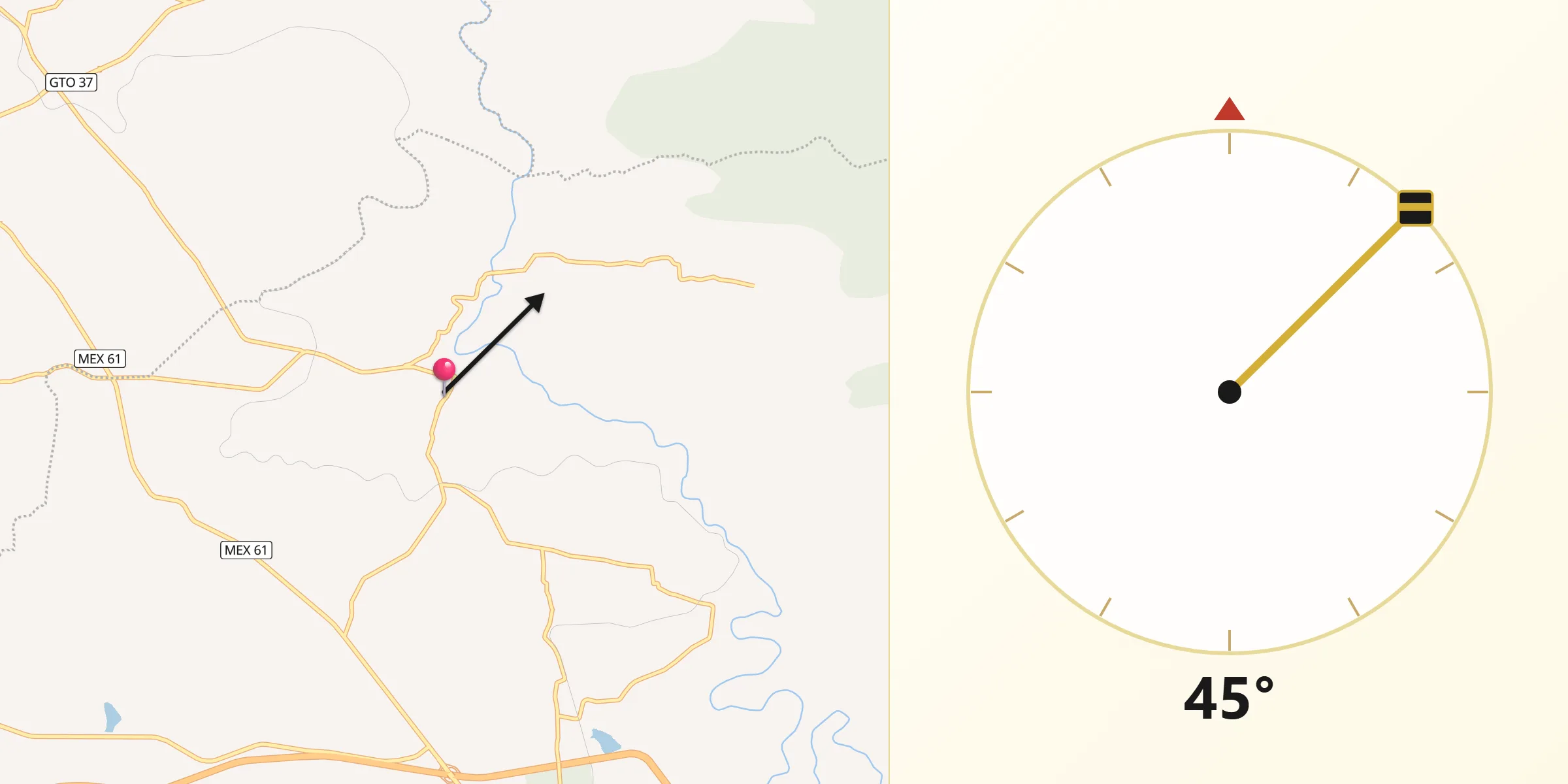 Dirección de la Qibla desde Tziritzícuaro