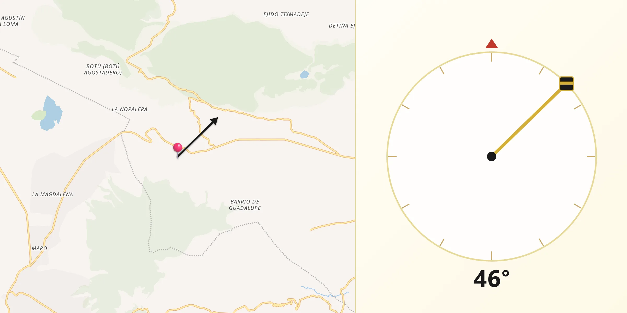 Dirección de la Qibla desde Doxteje Barrio Primero