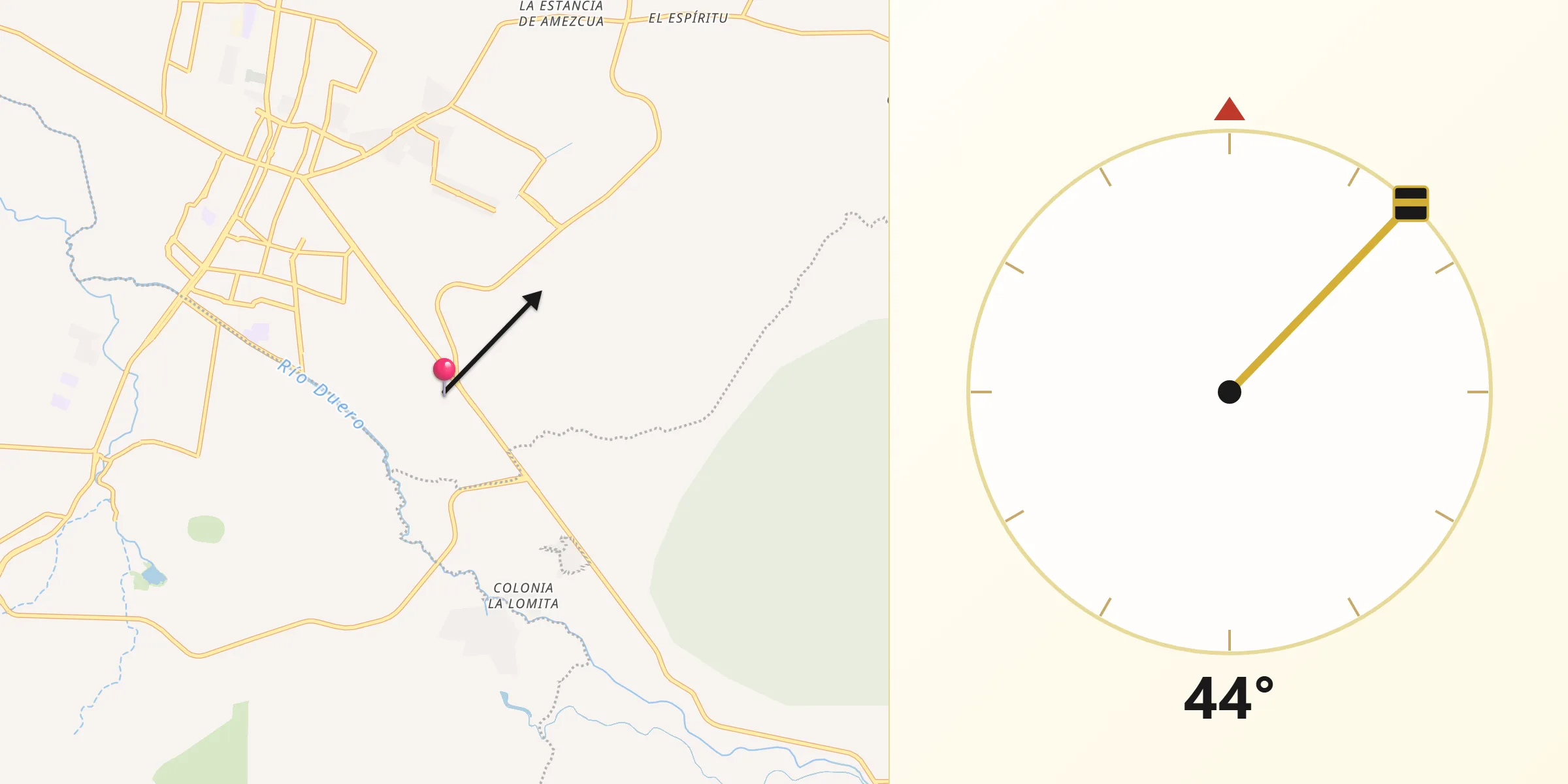 Dirección de la Qibla desde Chaparaco
