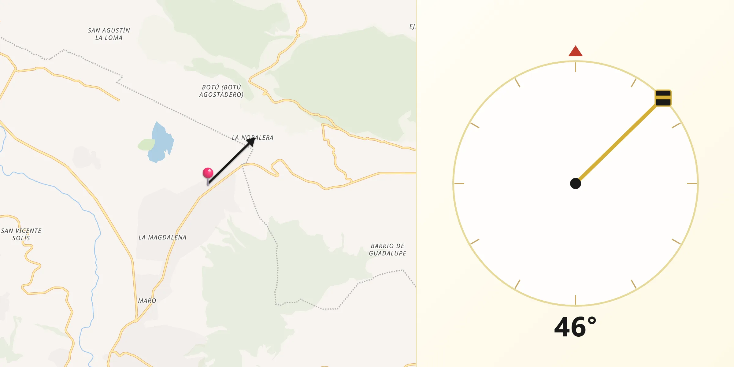 Dirección de la Qibla desde Ahuacatitlán Cuarto y Quinto Cuartel