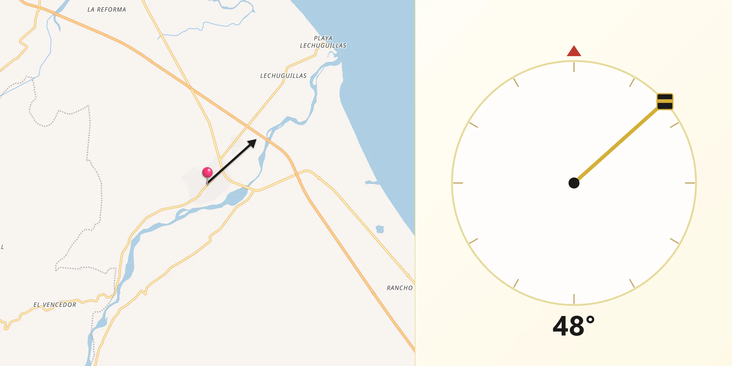Dirección de la Qibla desde Villa Emilio Carranza
